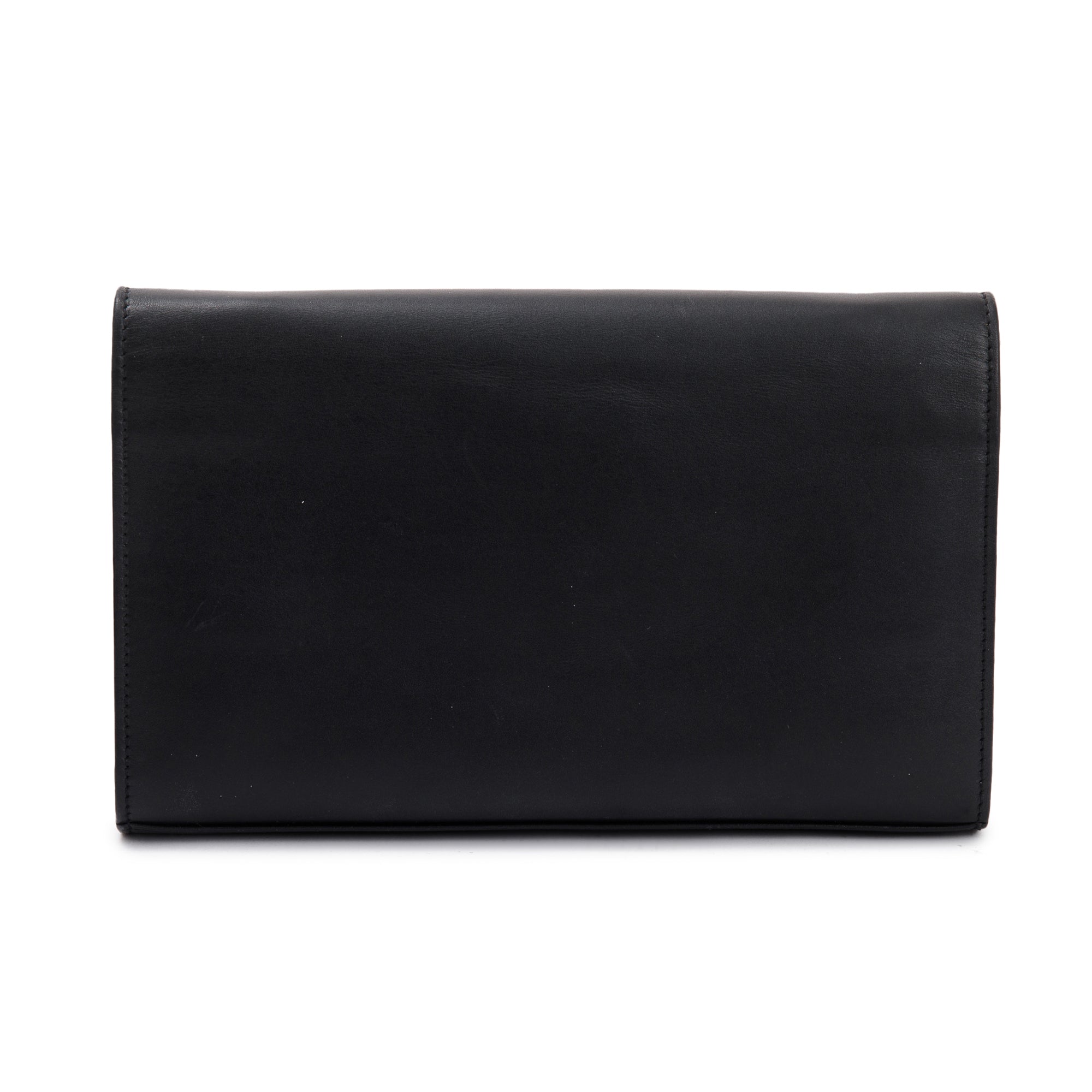 Saint Laurent Black Calfskin Leather Monogram Star Kate Chain Wallet
