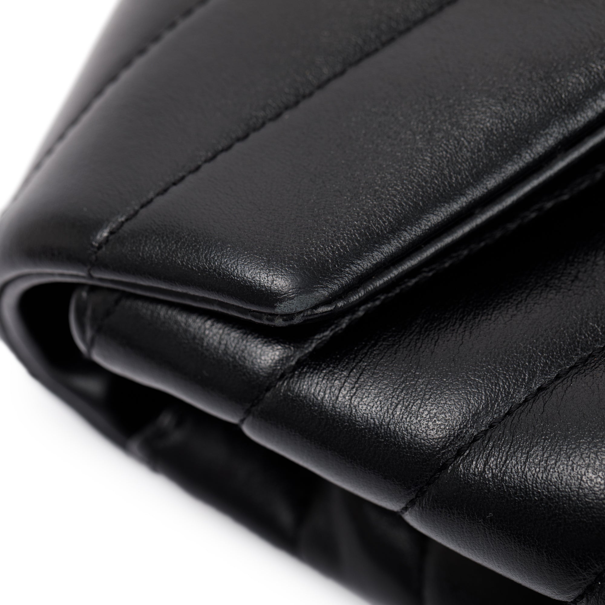 Saint Laurent Black Chevron Quilted Leather Small Loulou Shoulder Bag