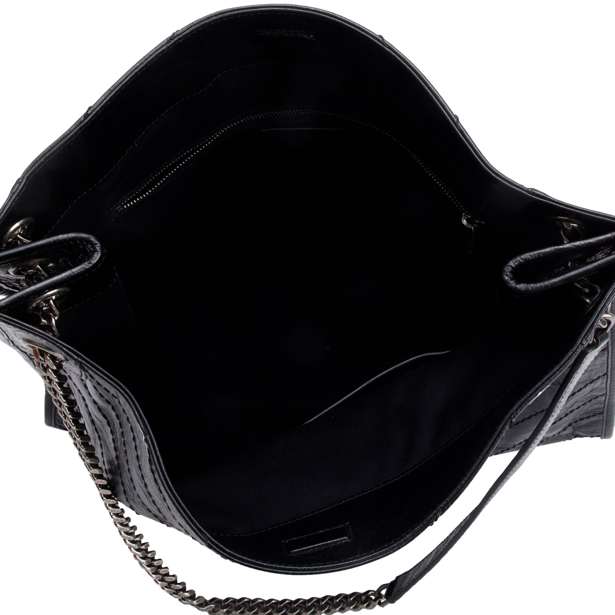 Saint Laurent Black Crinkled Leather Niki Tote Bag