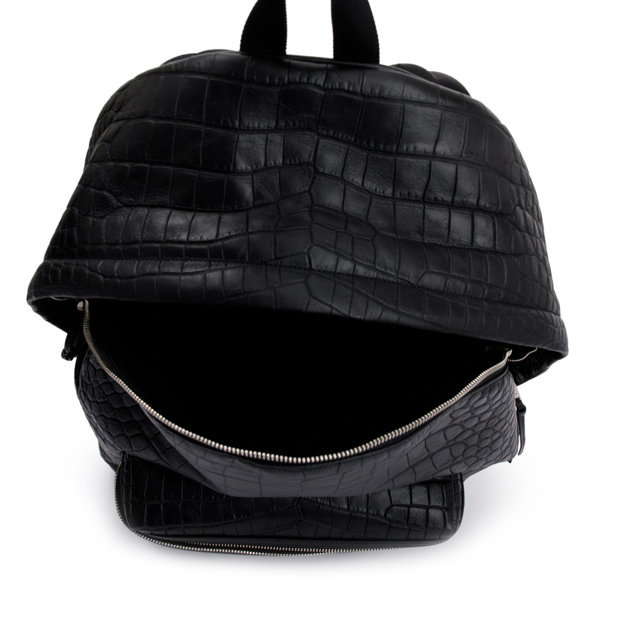 Saint Laurent Black Crocodile-Embossed Calfskin Leather City Backpack w/ Box