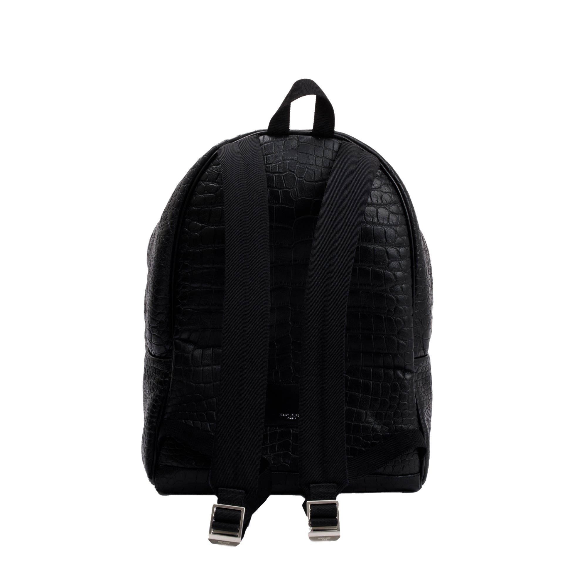 Saint Laurent Black Crocodile-Embossed Calfskin Leather City Backpack w/ Box