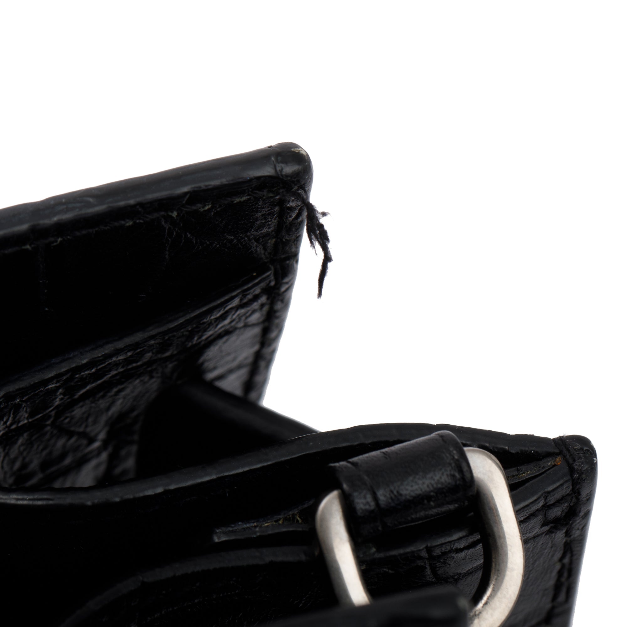 Saint Laurent Black Crocodile Embossed Leather Nano Sac De Jour w/ Strap