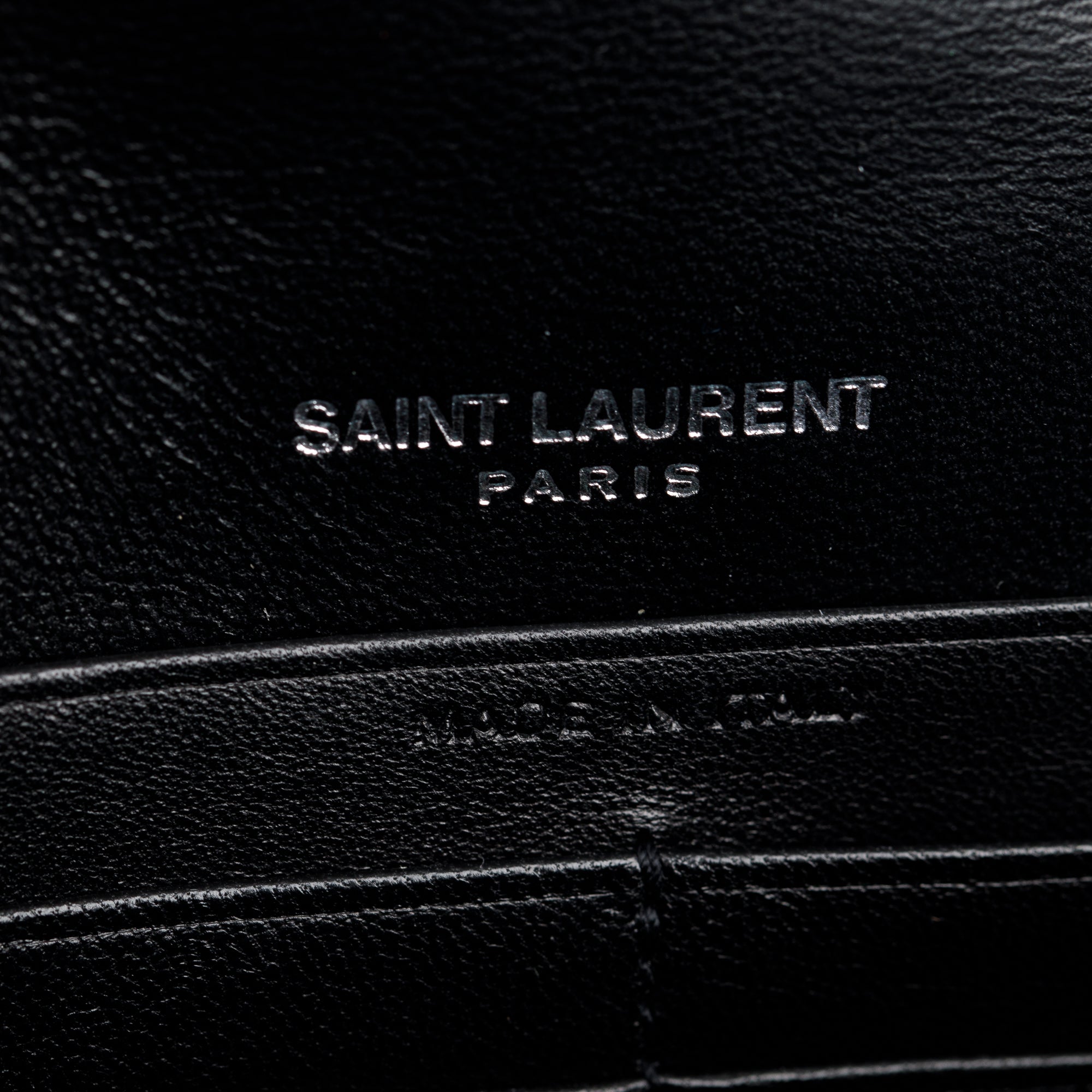 Saint Laurent Black Crocodile-Embossed Leather Small Classic Monogram Kate Tassel Chain Bag w/ Box
