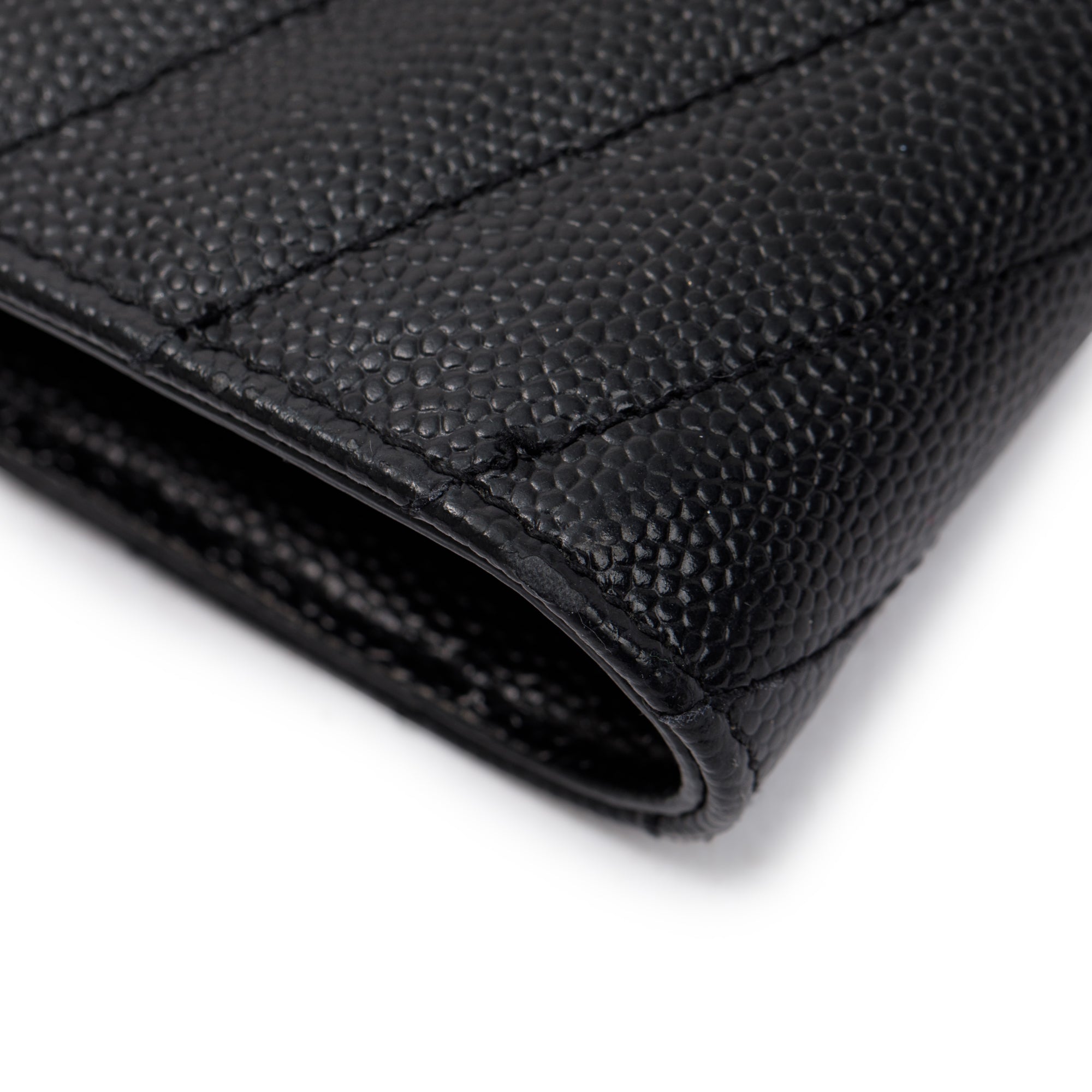 Saint Laurent Black Grain De Poudre Cassandre Matelasse Fragments Zipped Bi-Fold Wallet