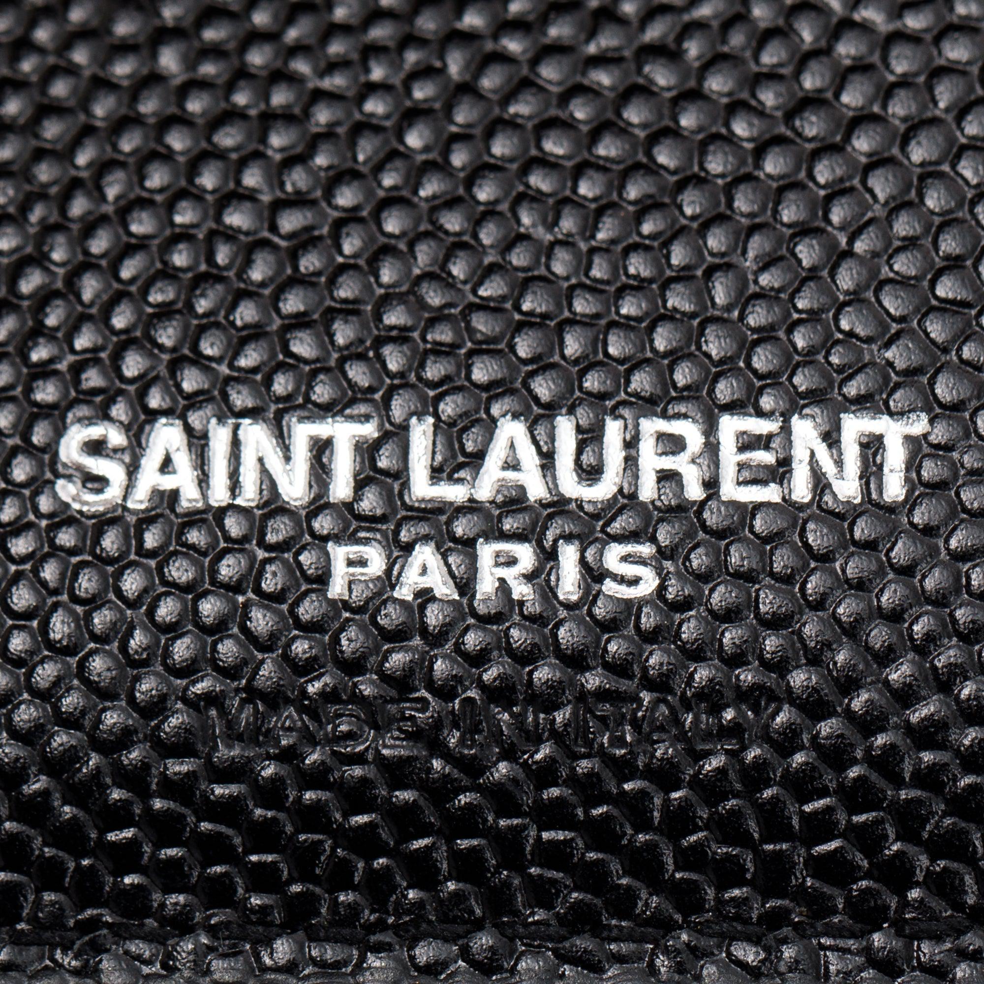 Saint Laurent Black Grain De Poudre Cassandre Matelasse Fragments Zipped Bi-Fold Wallet