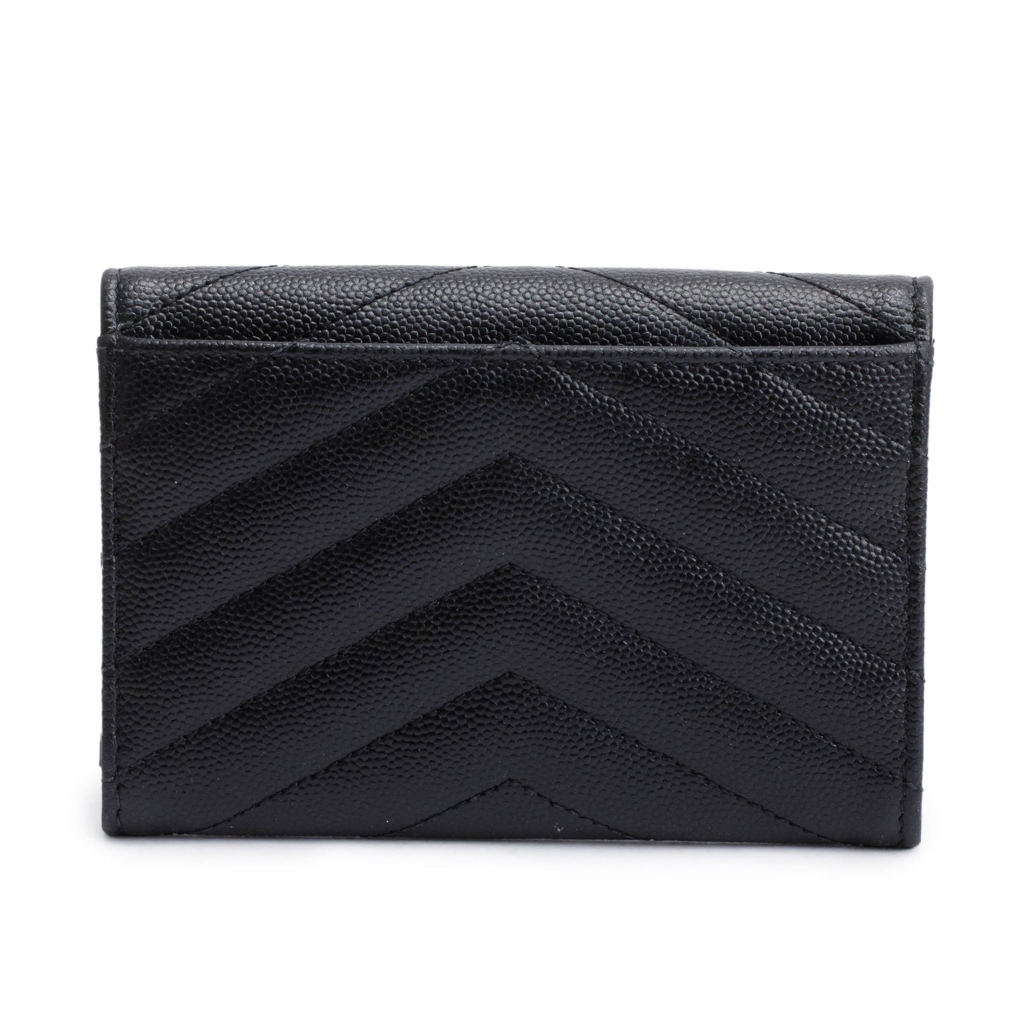 Saint Laurent Black Grain De Poudre Cassandre Matelasse Small Envelope Wallet