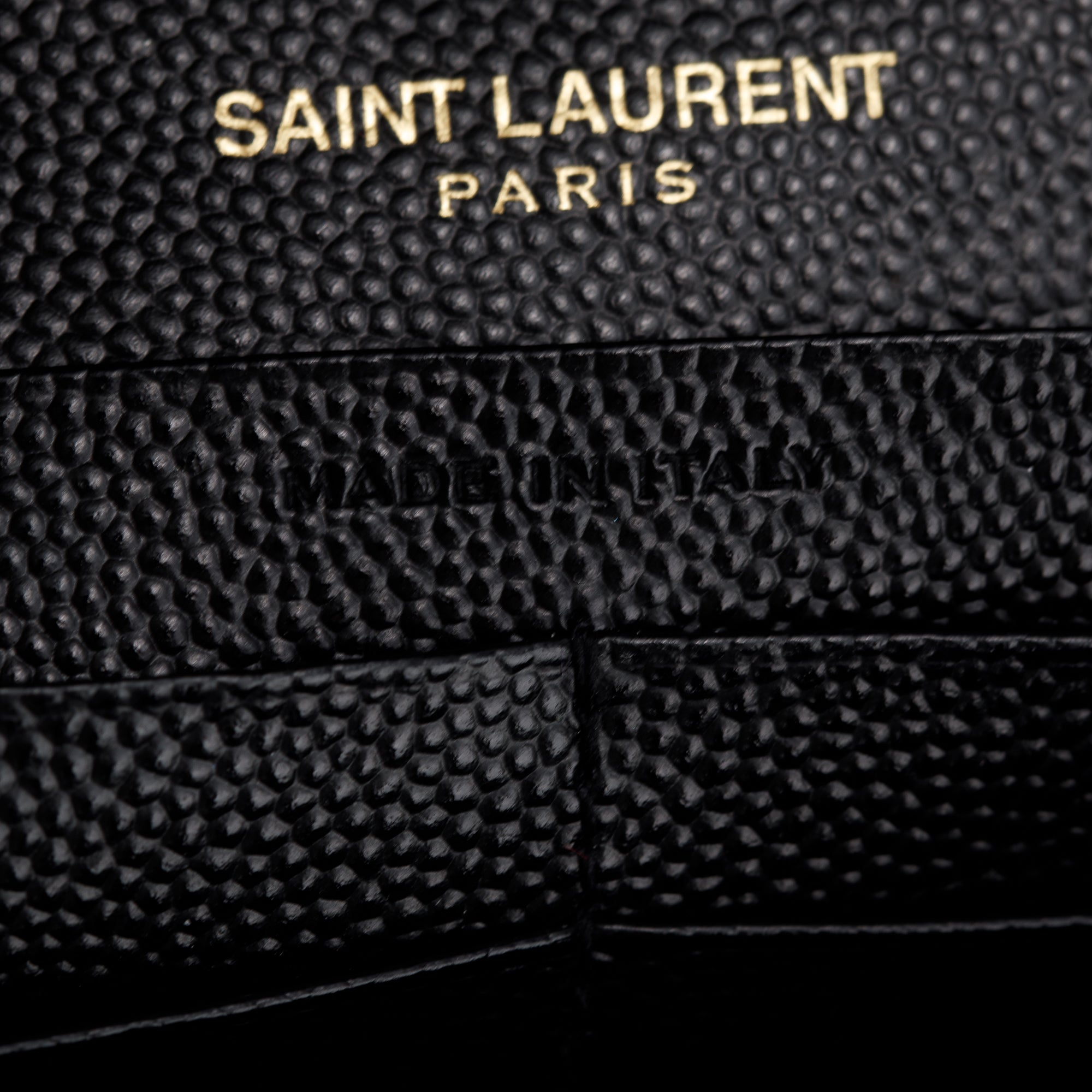 Saint Laurent Black Grain De Poudre Leather Cassandre Matelasse Chain Wallet w/ Box