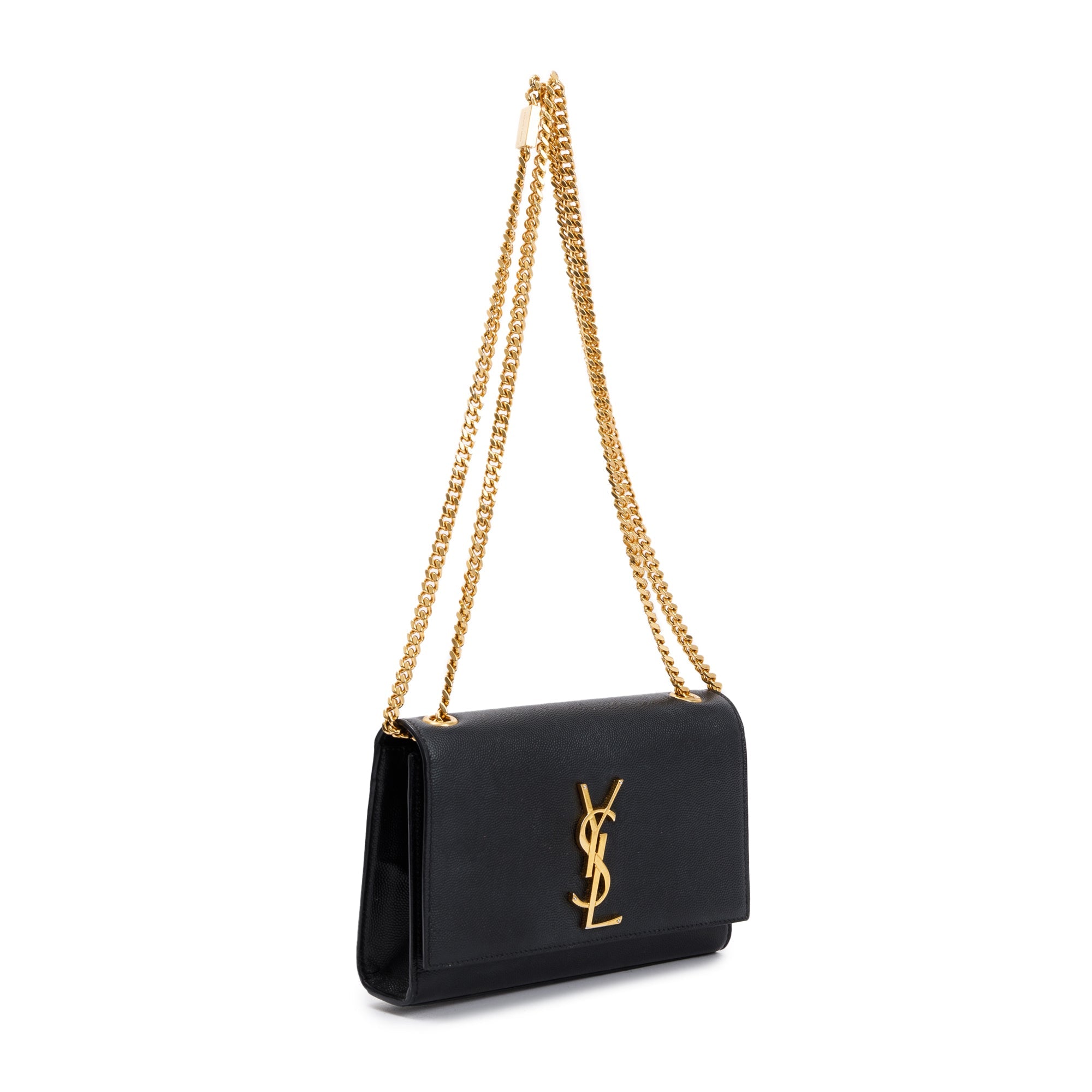 Saint Laurent Black Grain De Poudre Leather Small Kate Bag