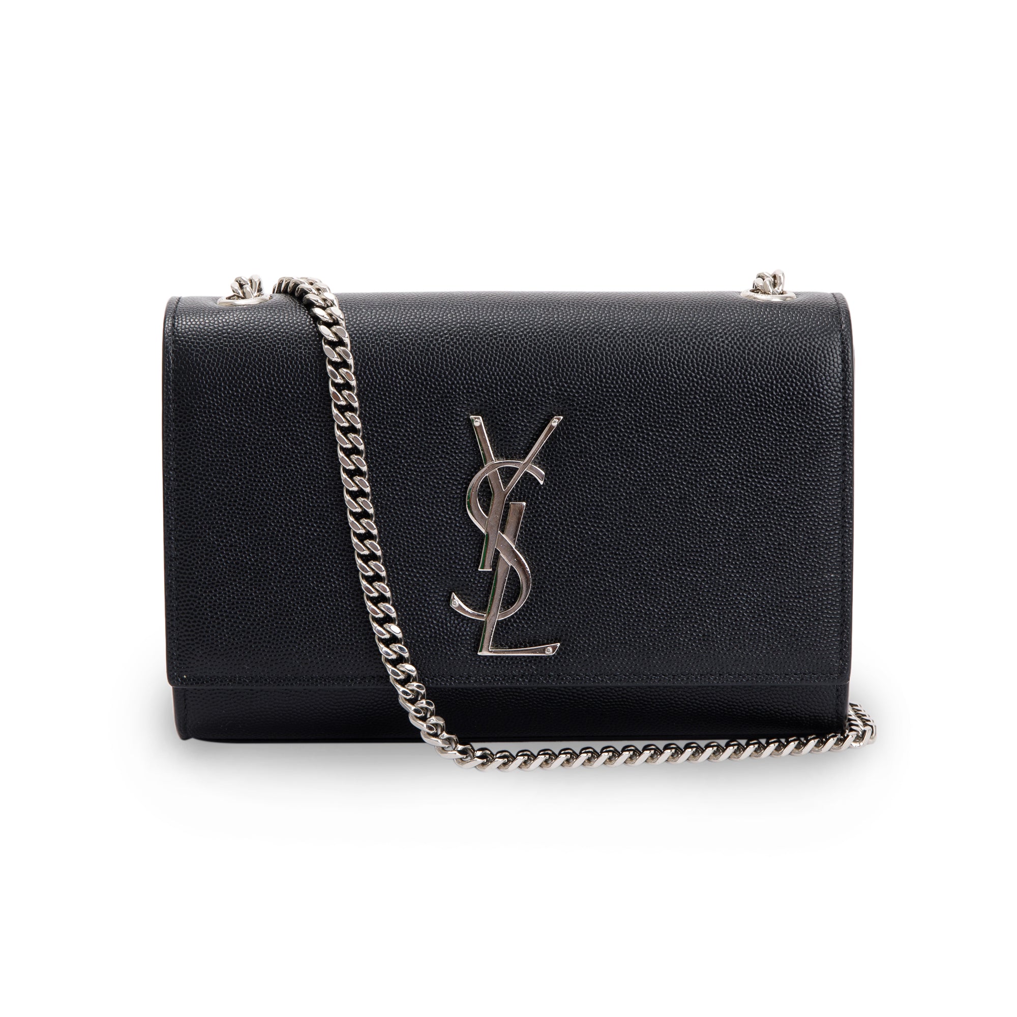 Saint Laurent Black Grain De Poudre Leather Small Kate Bag w/ Box