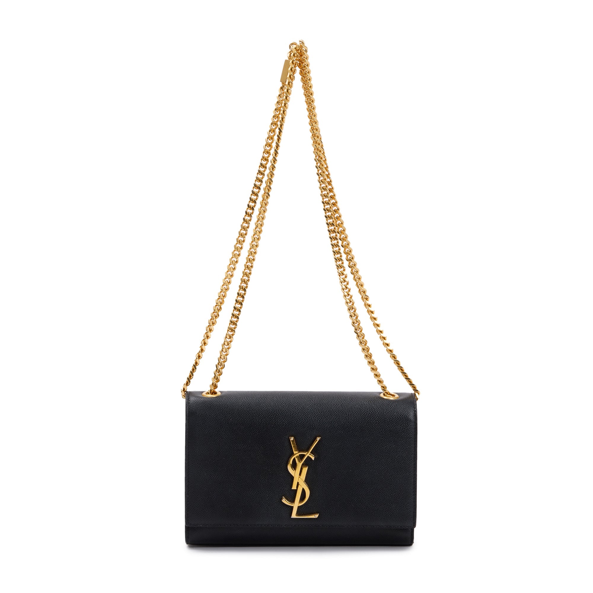 Saint Laurent Black Grain De Poudre Leather Small Kate Bag
