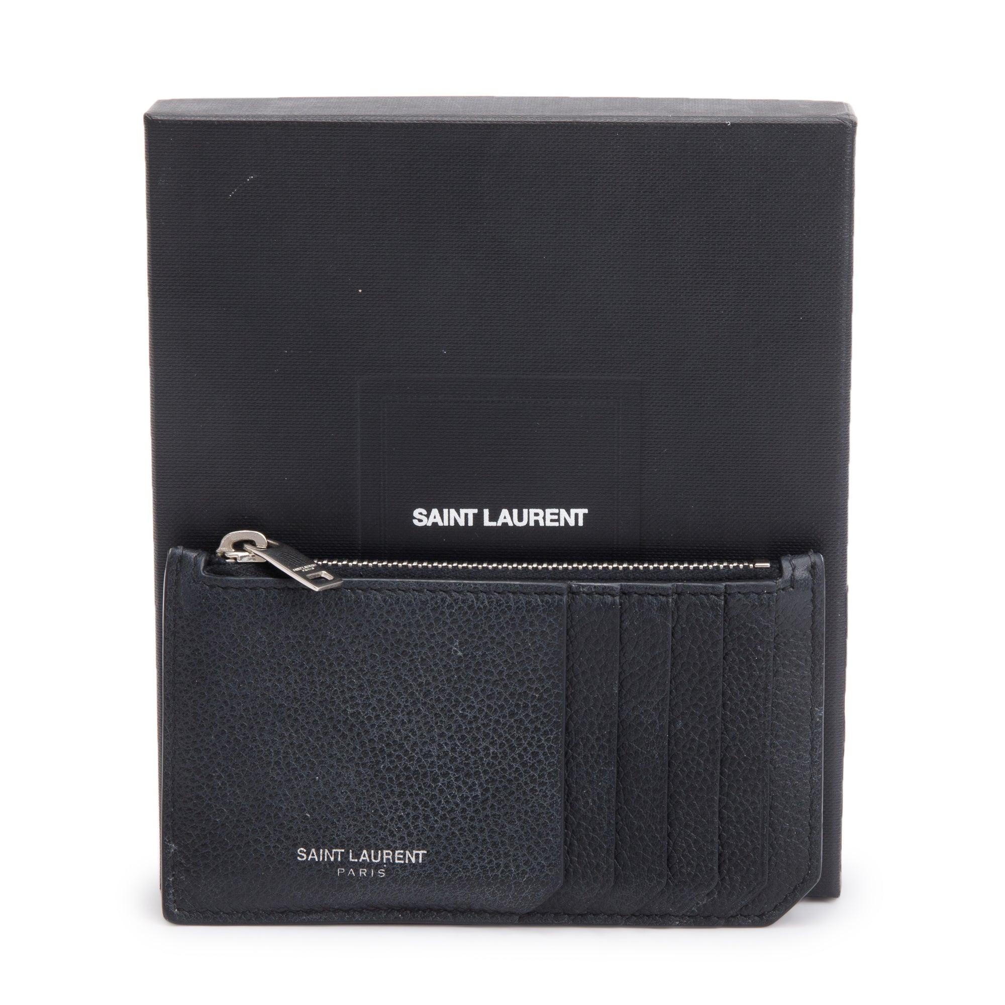 【最終価格】SAINT LAURENT PARIS 15aw L00 44 Saint Laurent Black Grain De Poudre Paris Fragments Zipped Card