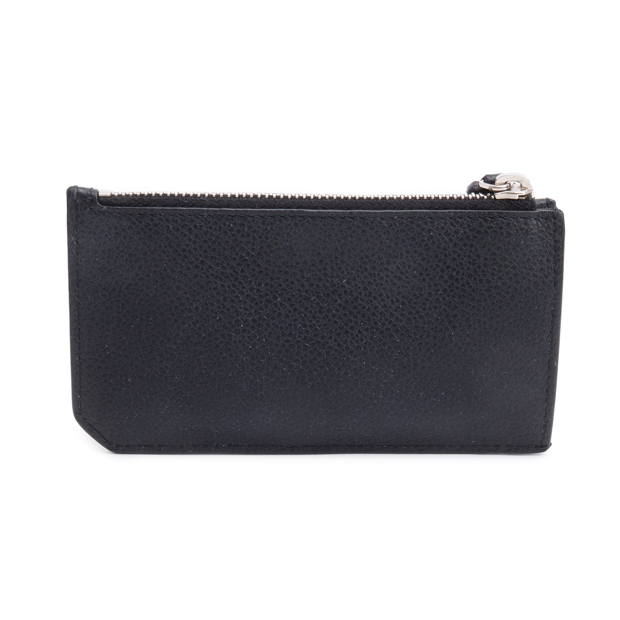 Saint Laurent Black Grain De Poudre Paris Fragments Zipped Card Case w/ Box