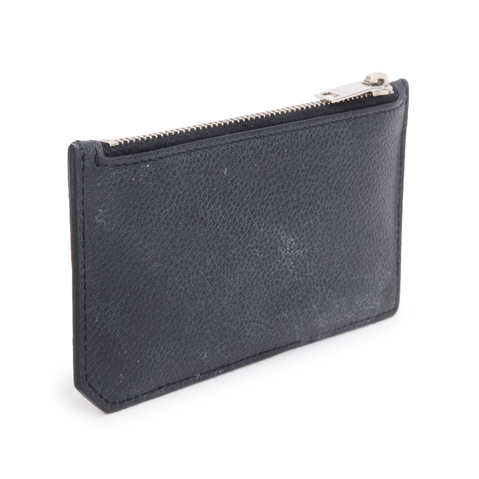 Saint Laurent Black Grain De Poudre Paris Fragments Zipped Card