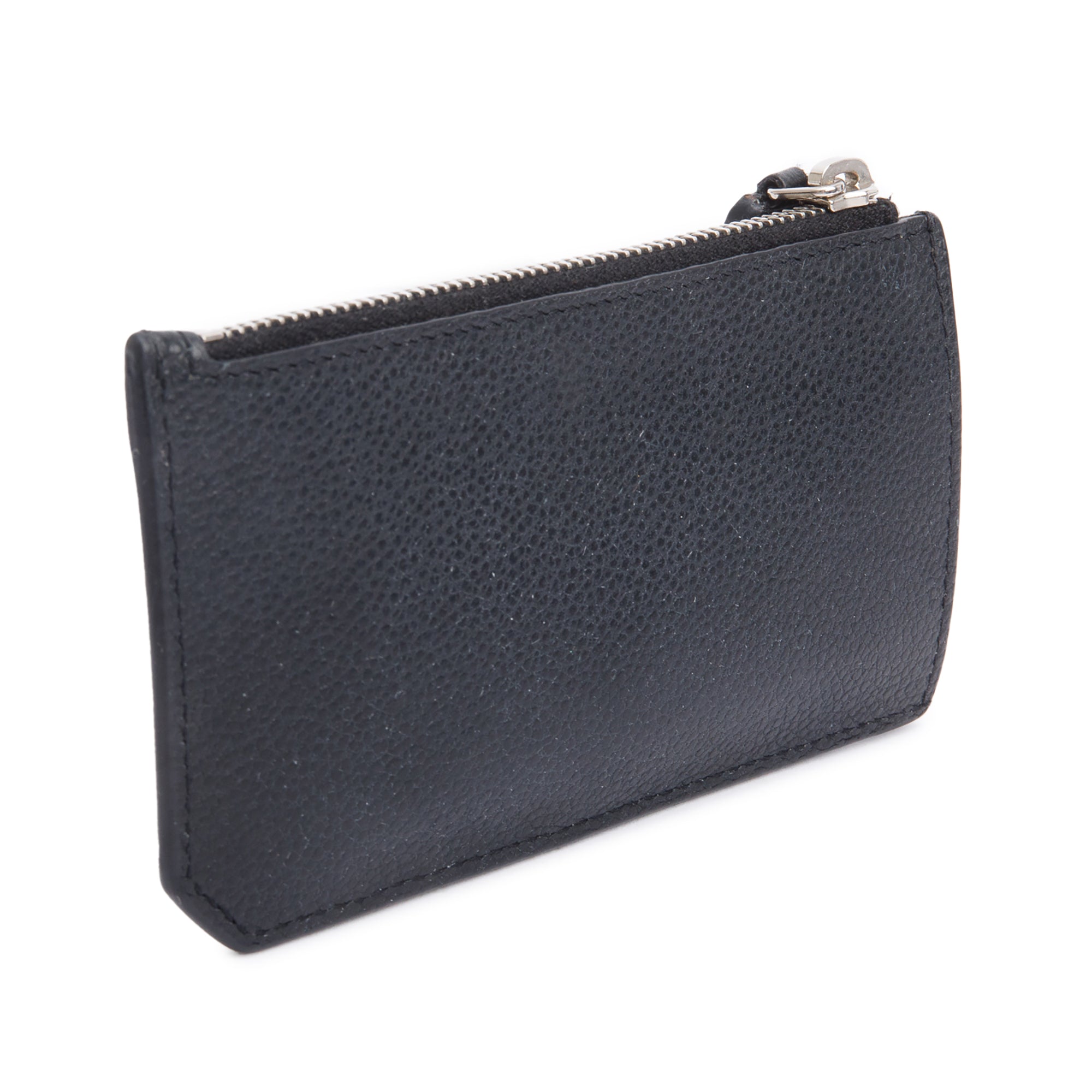 Saint Laurent Black Grain De Poudre Paris Fragments Zipped Card Case w/ Box