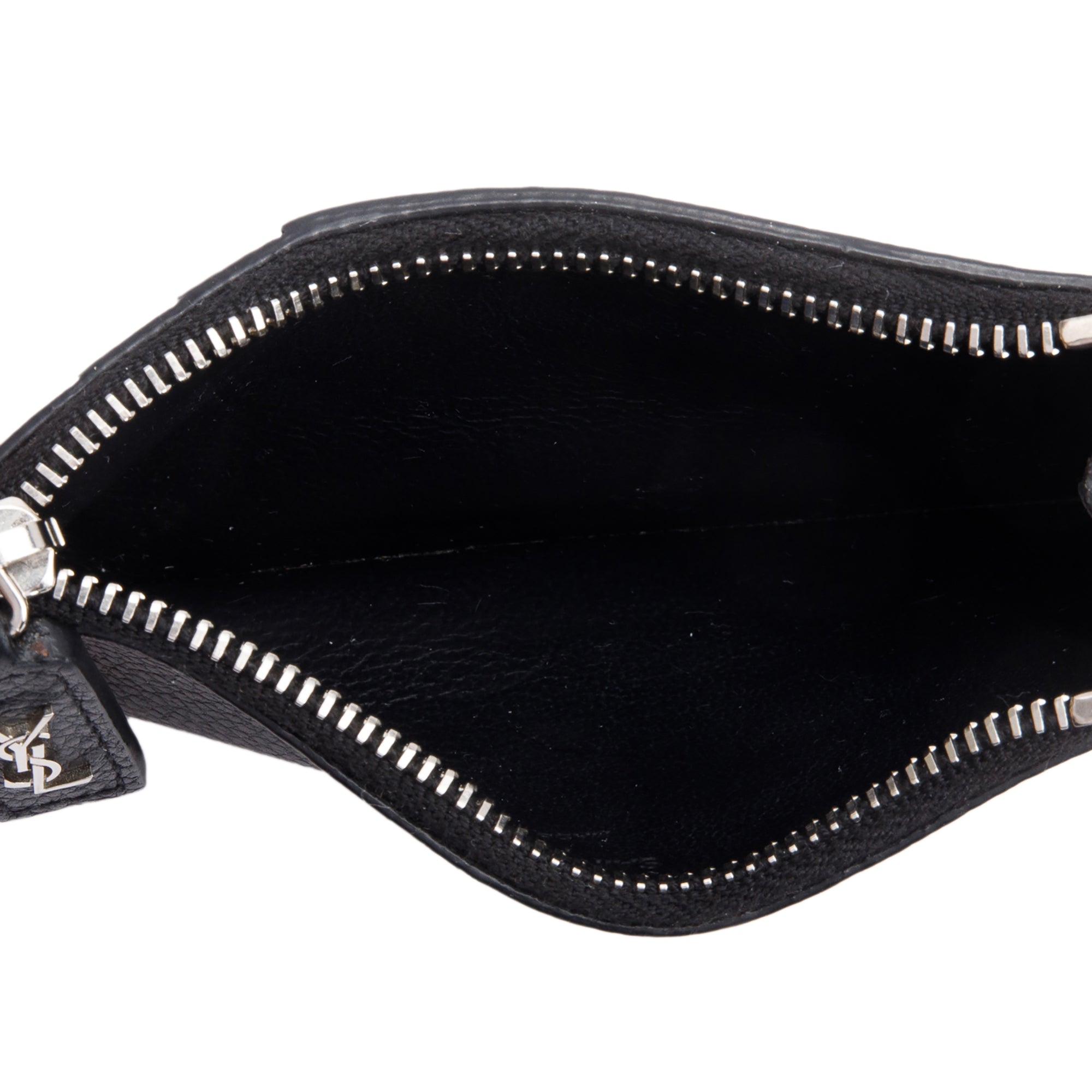 Saint Laurent Black Grain De Poudre Paris Fragments Zipped Card Case w/ Box