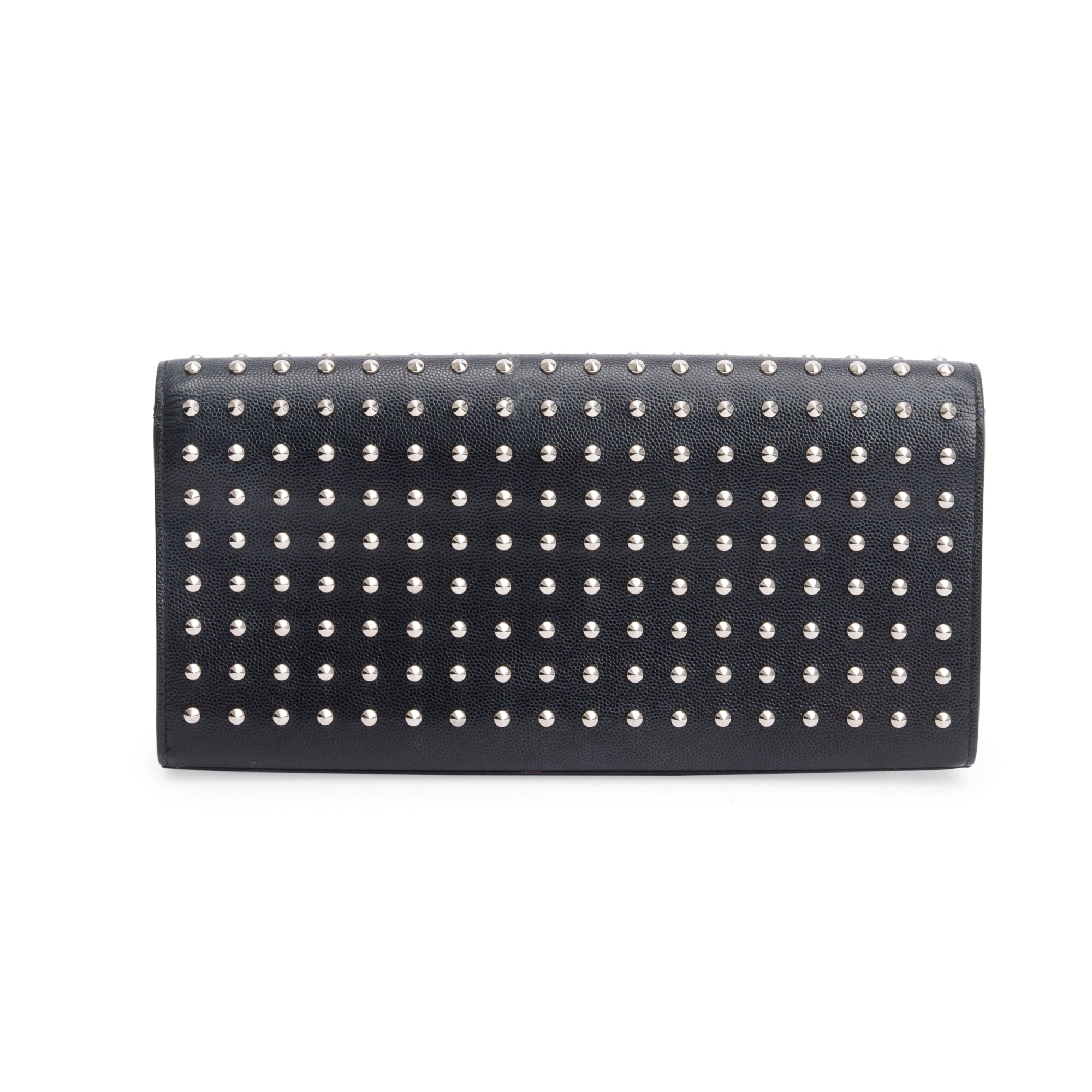 Saint Laurent Black Grain De Poudre Studded Kate Clutch