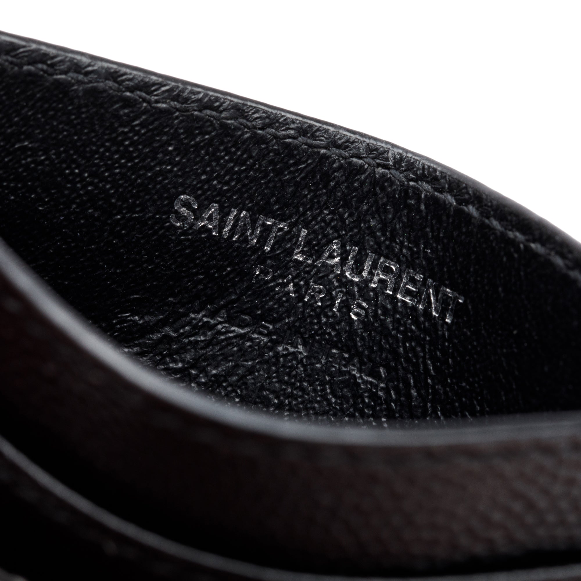 Saint Laurent Black Grain de Poudre Matelasse Chevron Leather Card Holder w/ Box