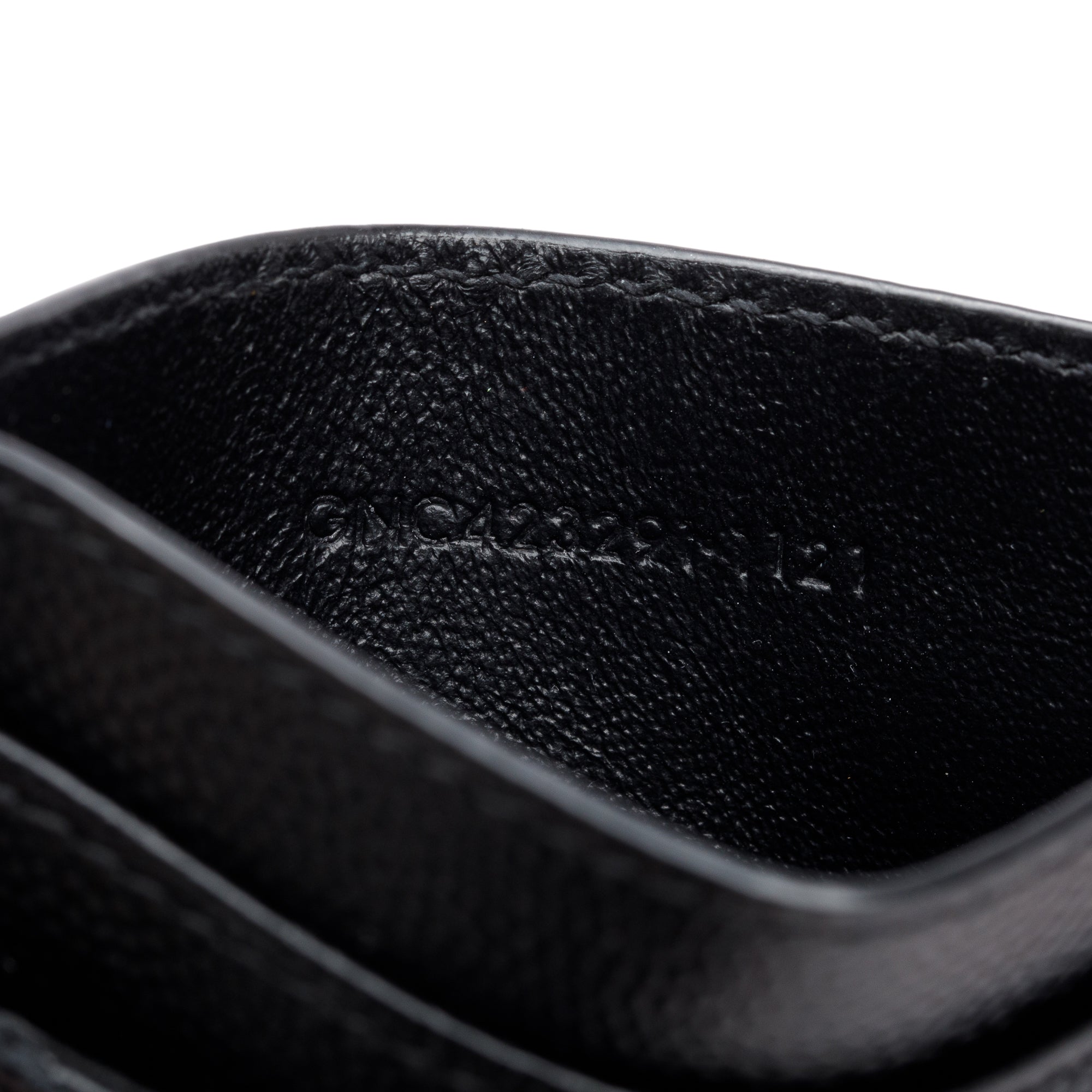 Saint Laurent Black Grain de Poudre Matelasse Chevron Leather Card Holder w/ Box