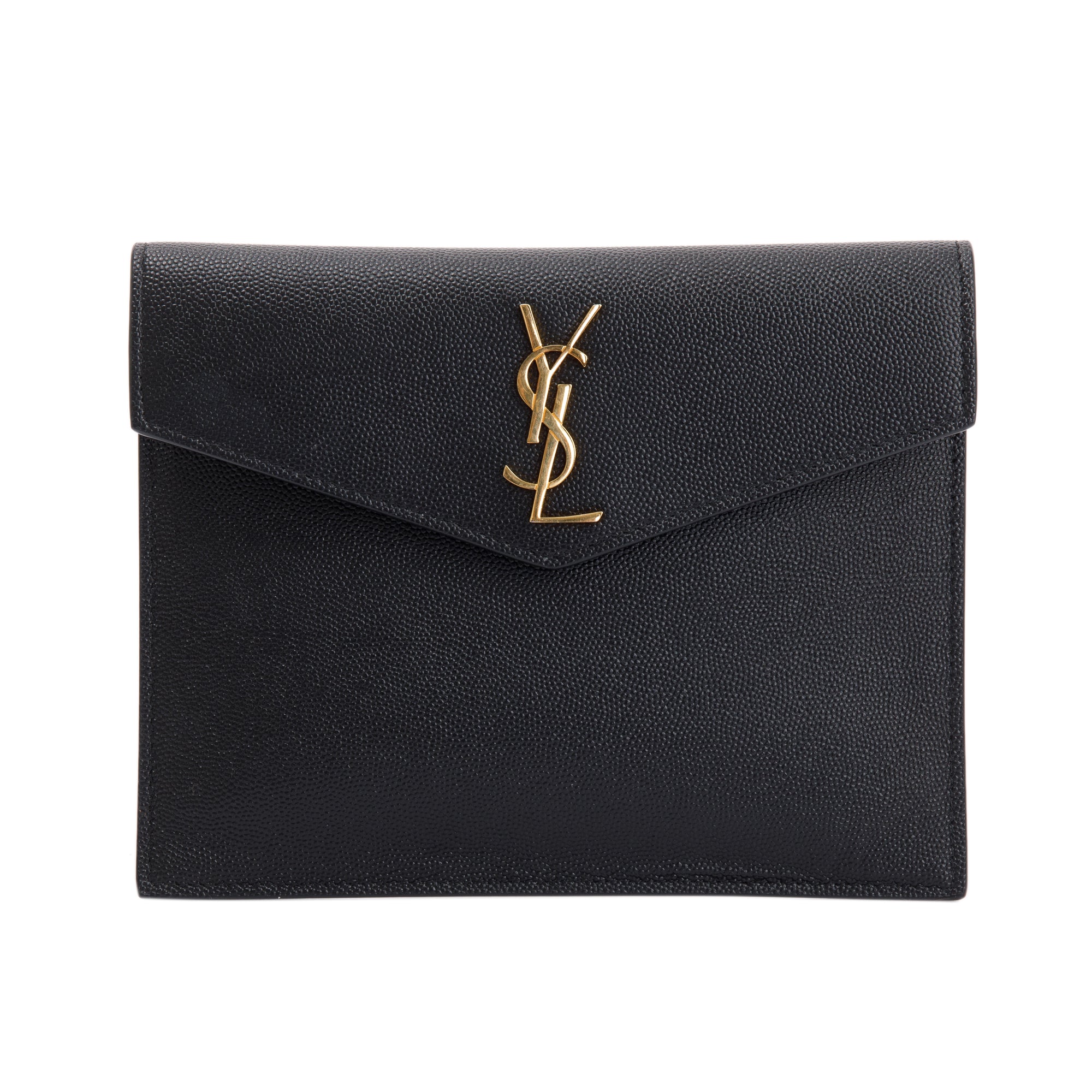 Saint Laurent Black Grain de Poudre Monogram Uptown Baby Pouch w/ Box
