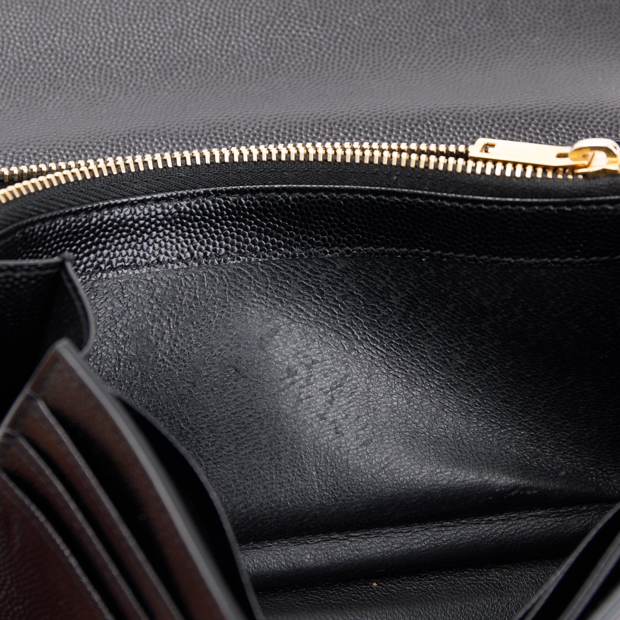 Saint Laurent Black Grain de Poudre Stars Monogram Bi-Fold Long Wallet w/ Box