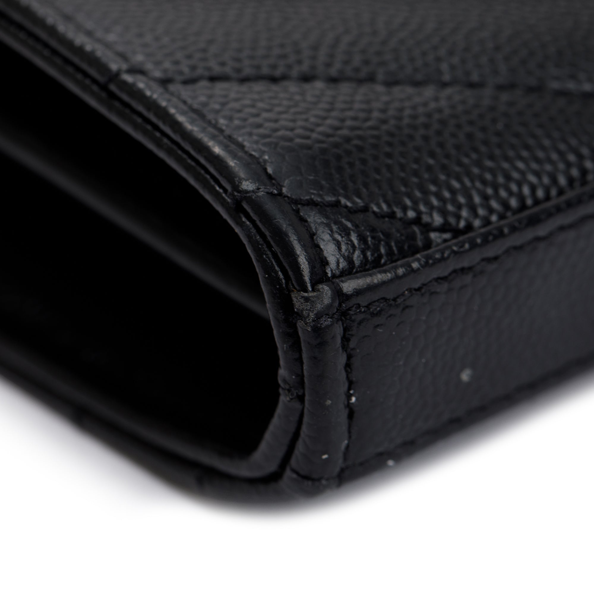 Saint Laurent Black Grained De Poudre Cassandre Matelasse Chain Wallet