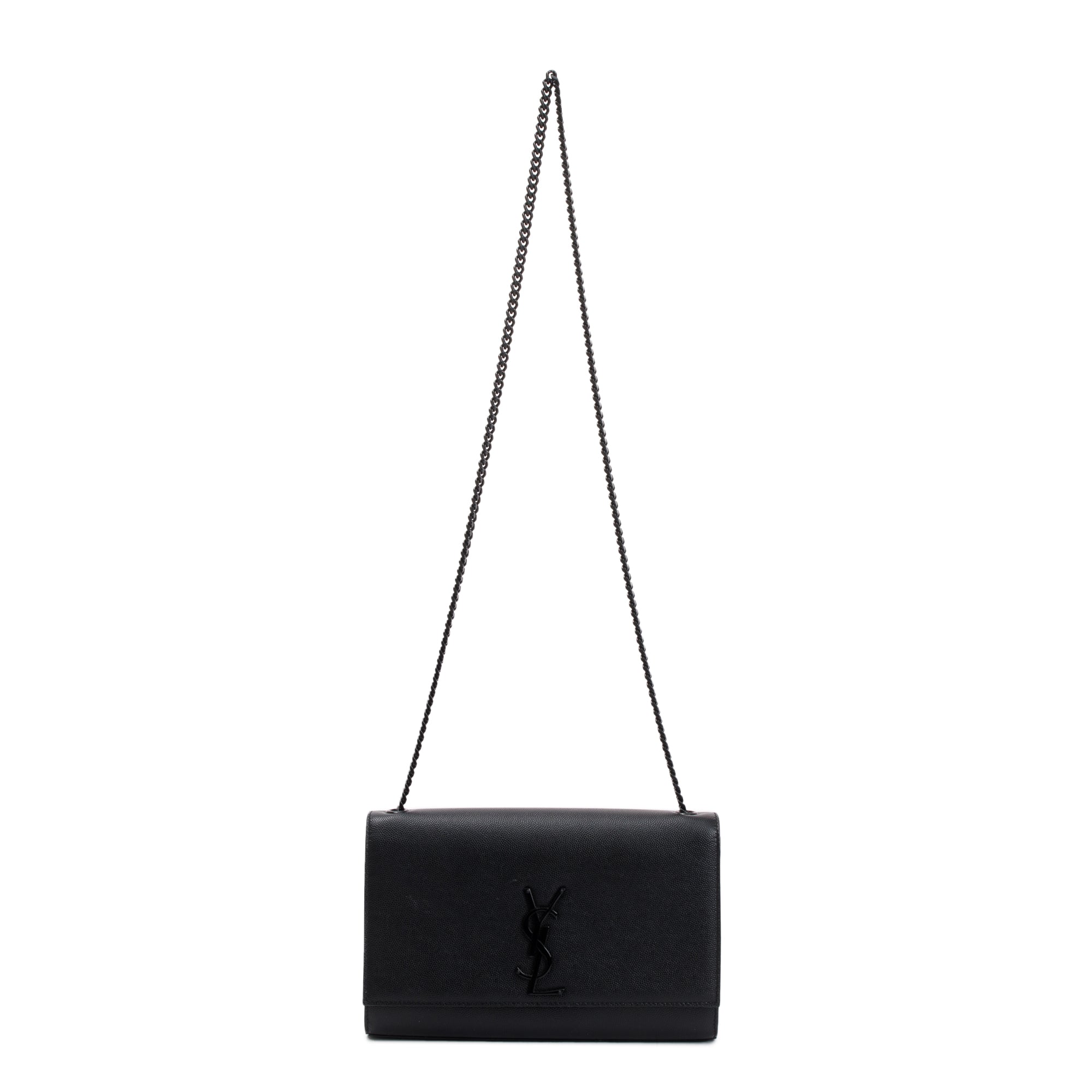 Saint Laurent Black Grained De Poudre Leather Medium Kate Bag