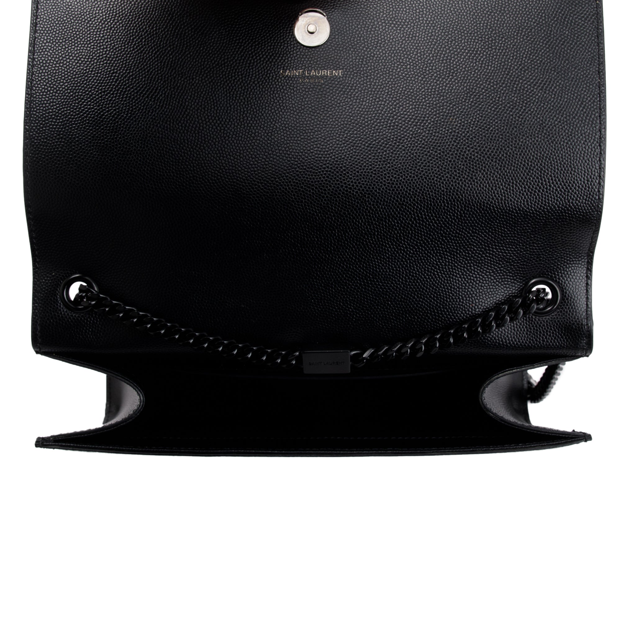 Saint Laurent Black Grained De Poudre Leather Medium Kate Bag