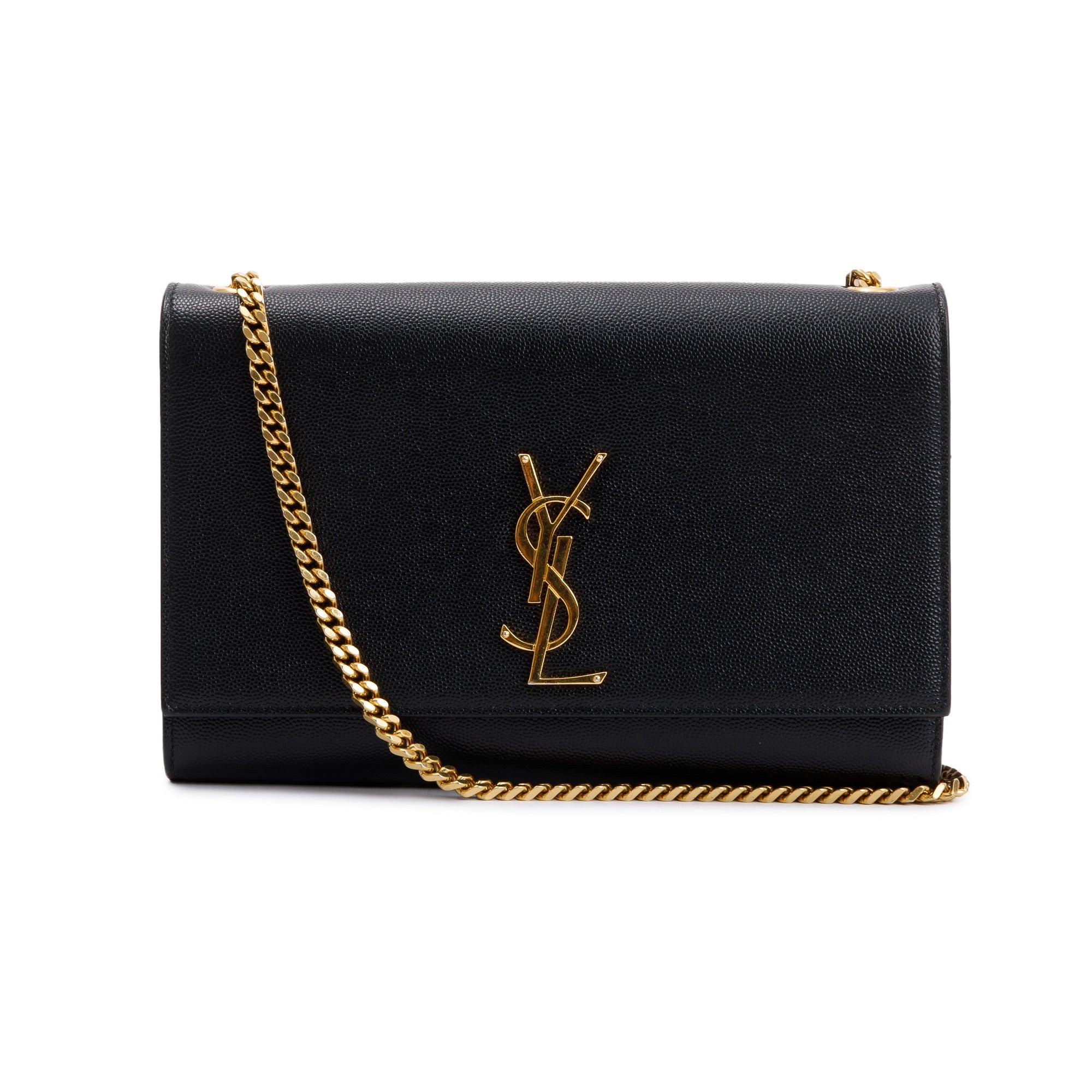 Saint Laurent Black Grained De Poudre Leather Medium Kate Bag