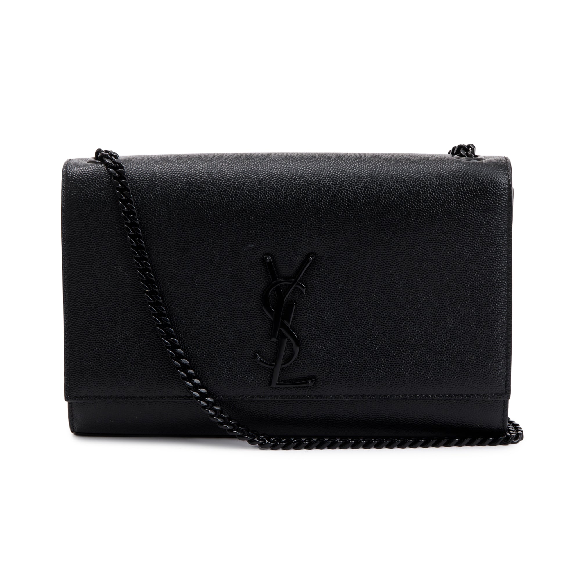 Saint Laurent Black Grained De Poudre Leather Medium Kate Bag