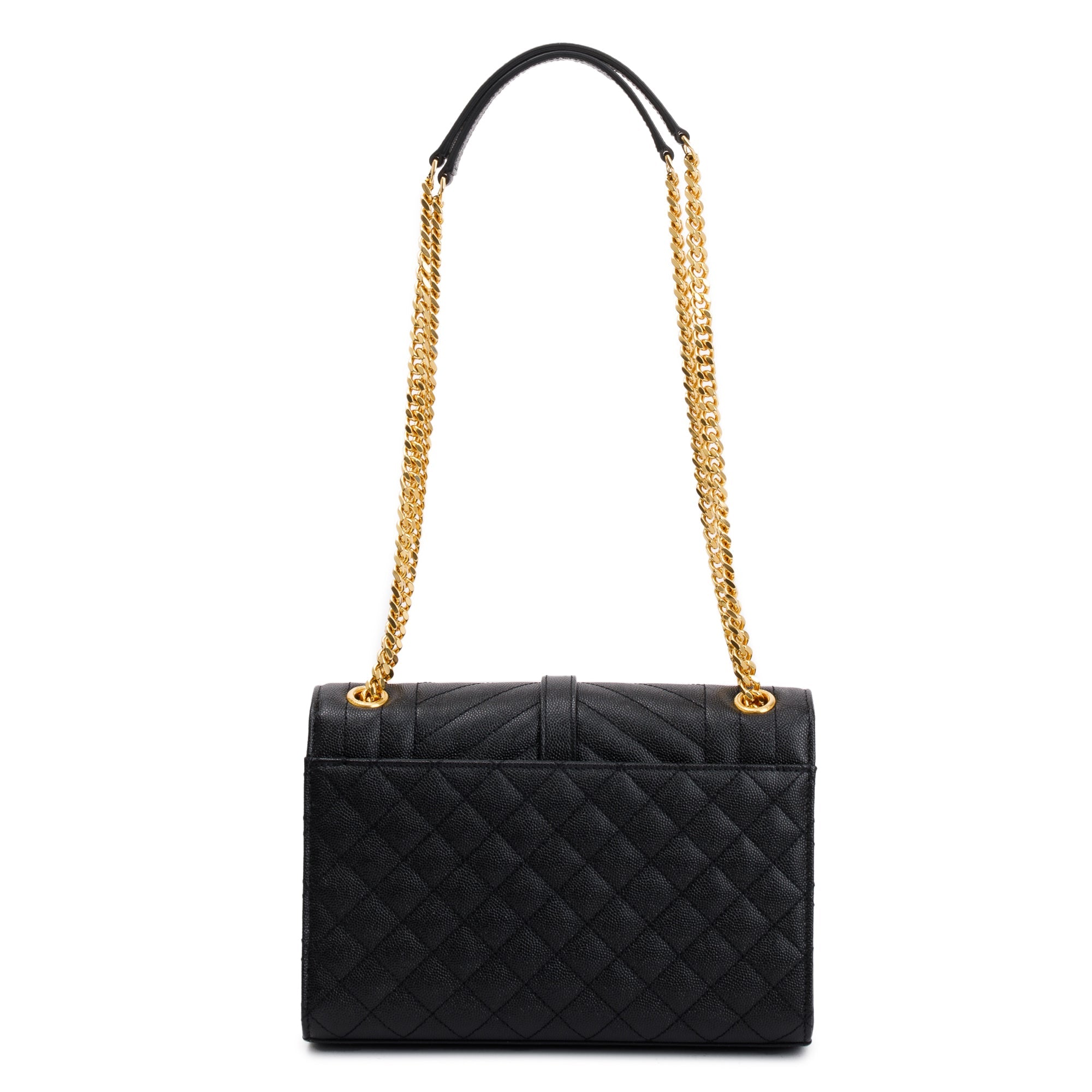Saint Laurent Black Grained De Poudre Medium Envelope Shoulder Bag
