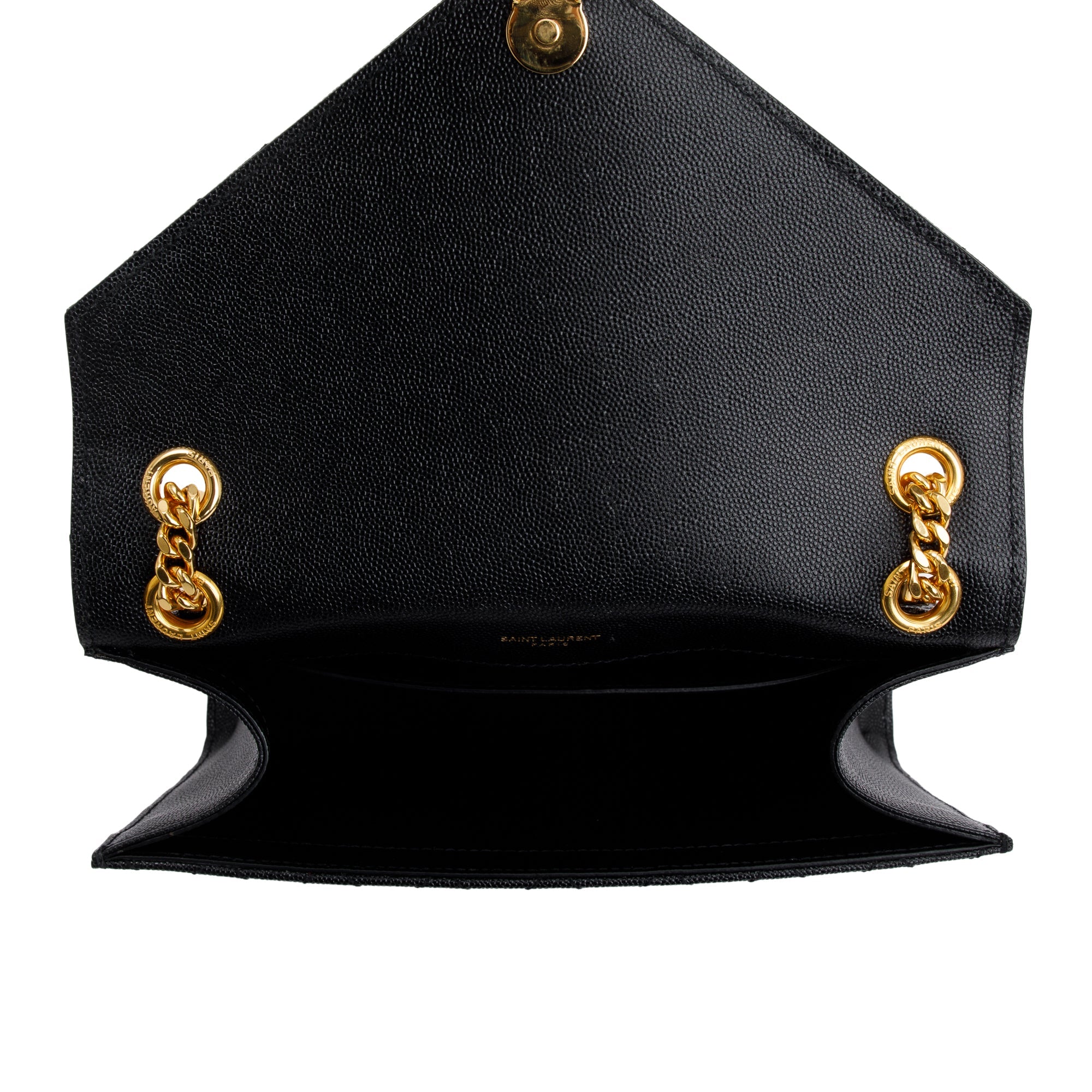 Saint Laurent Black Grained De Poudre Medium Envelope Shoulder Bag