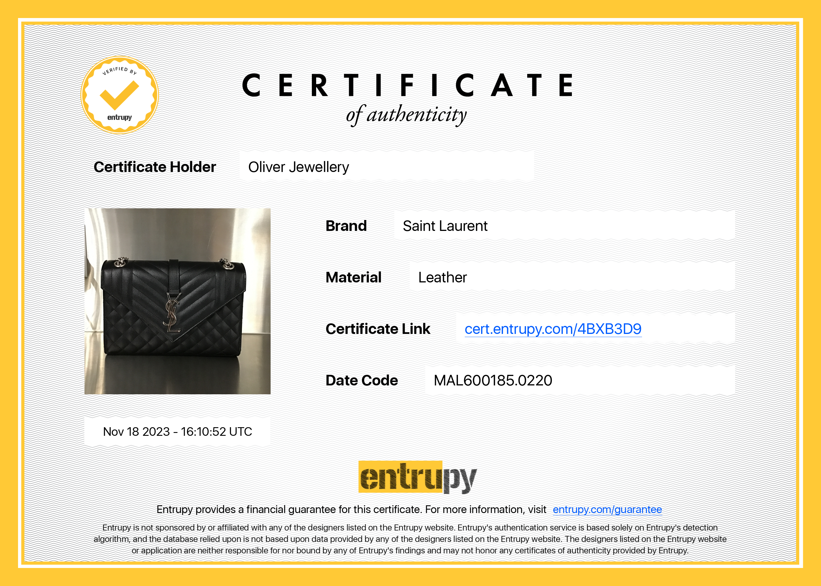 Saint Laurent Black Grained De Poudre Medium Envelope Shoulder Bag w/ Box