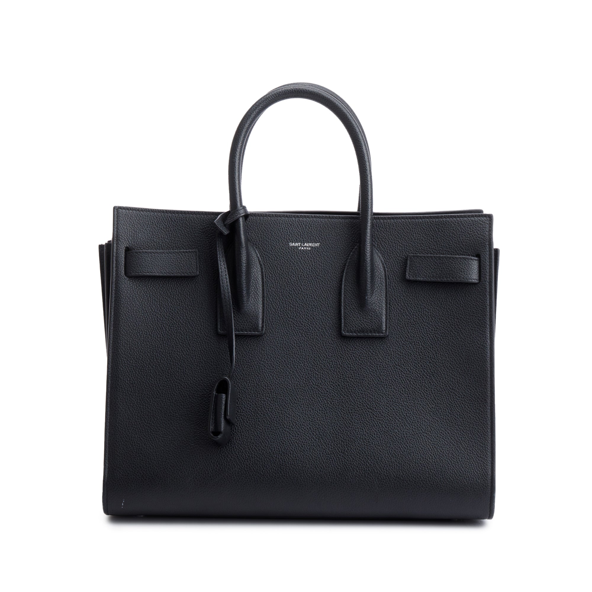 Saint Laurent Black Grained Leather Small Sac De Jour w/ Strap