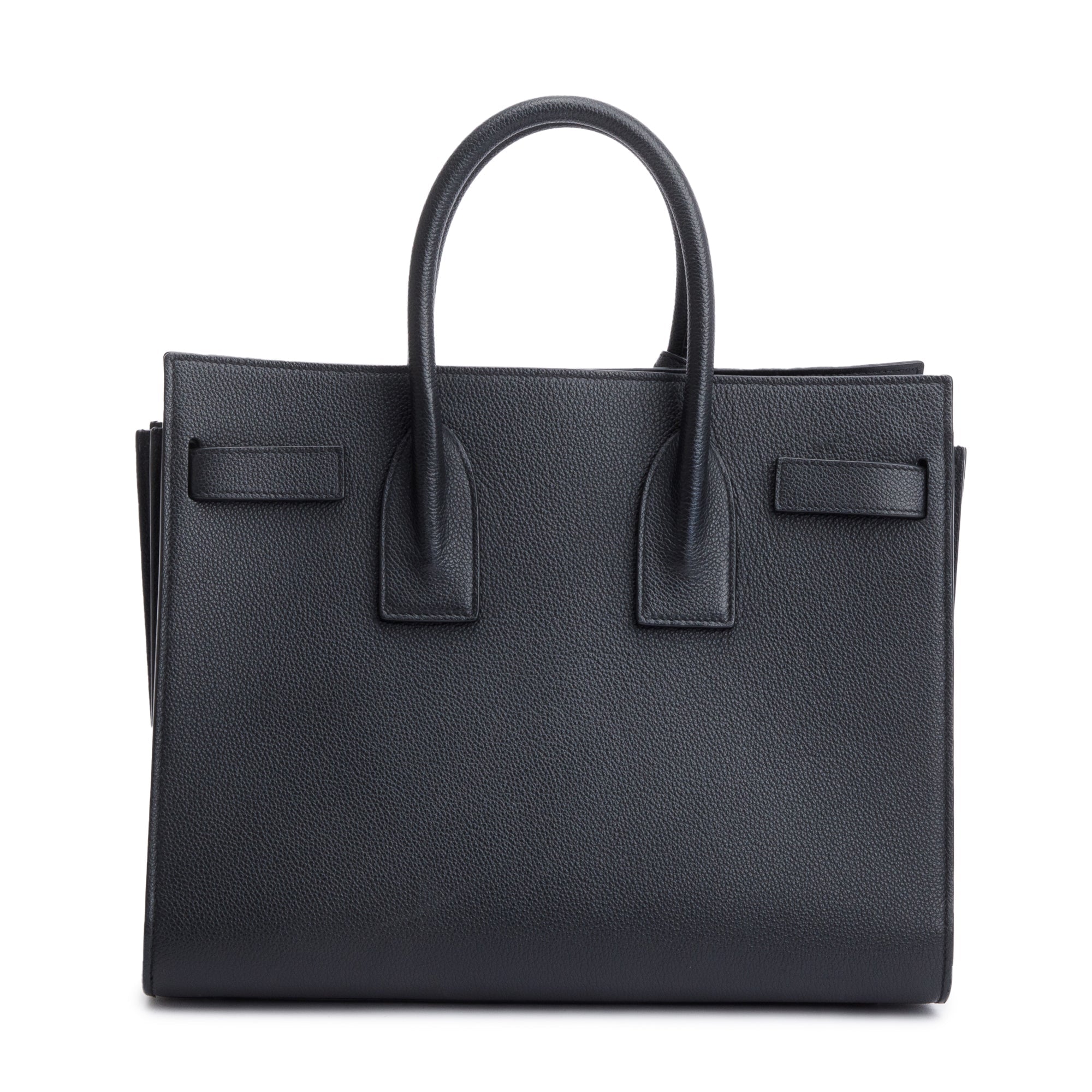 Saint Laurent Black Grained Leather Small Sac De Jour w/ Strap