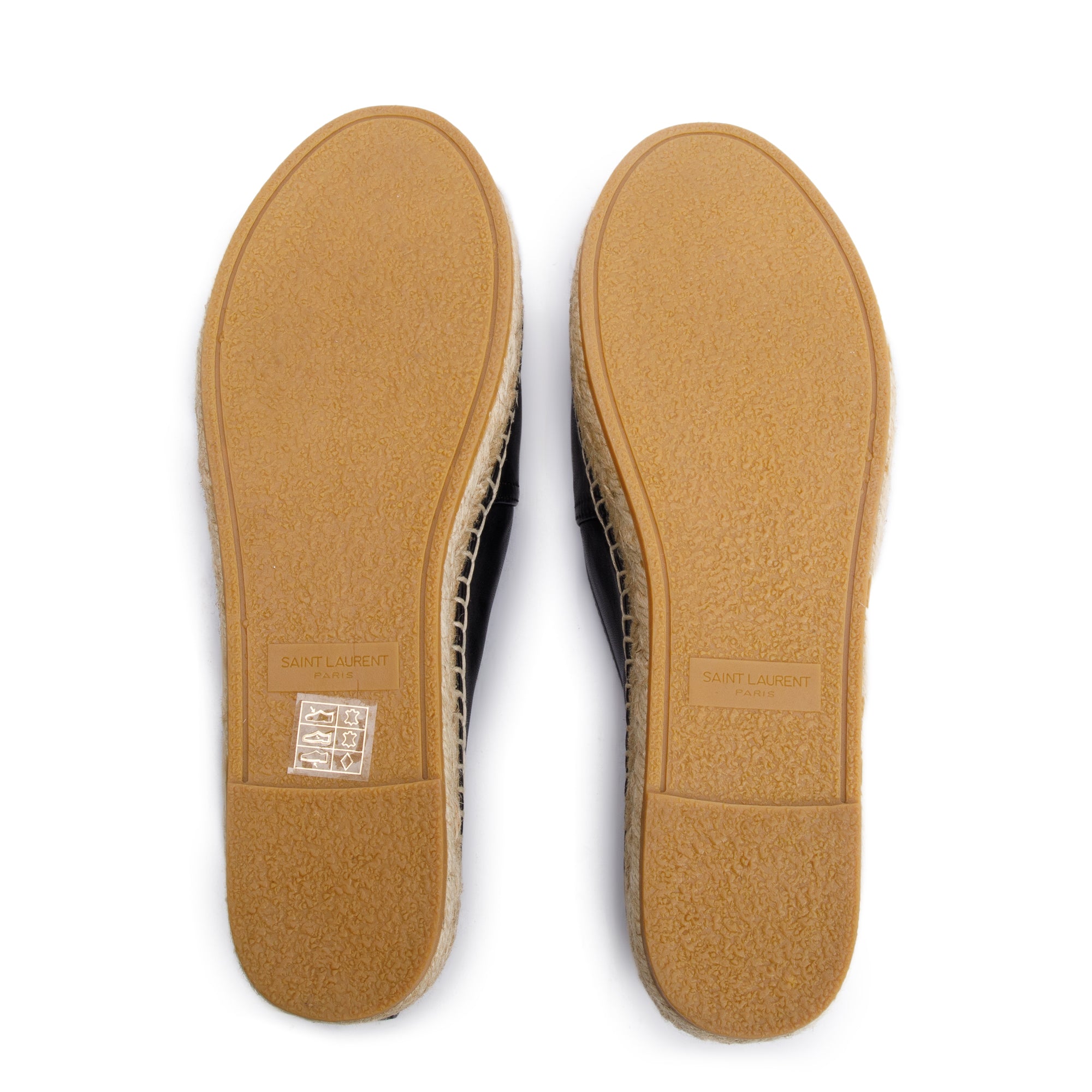 Saint Laurent Black Lambskin Leather Espadrilles, Size 37.5 w/ Box