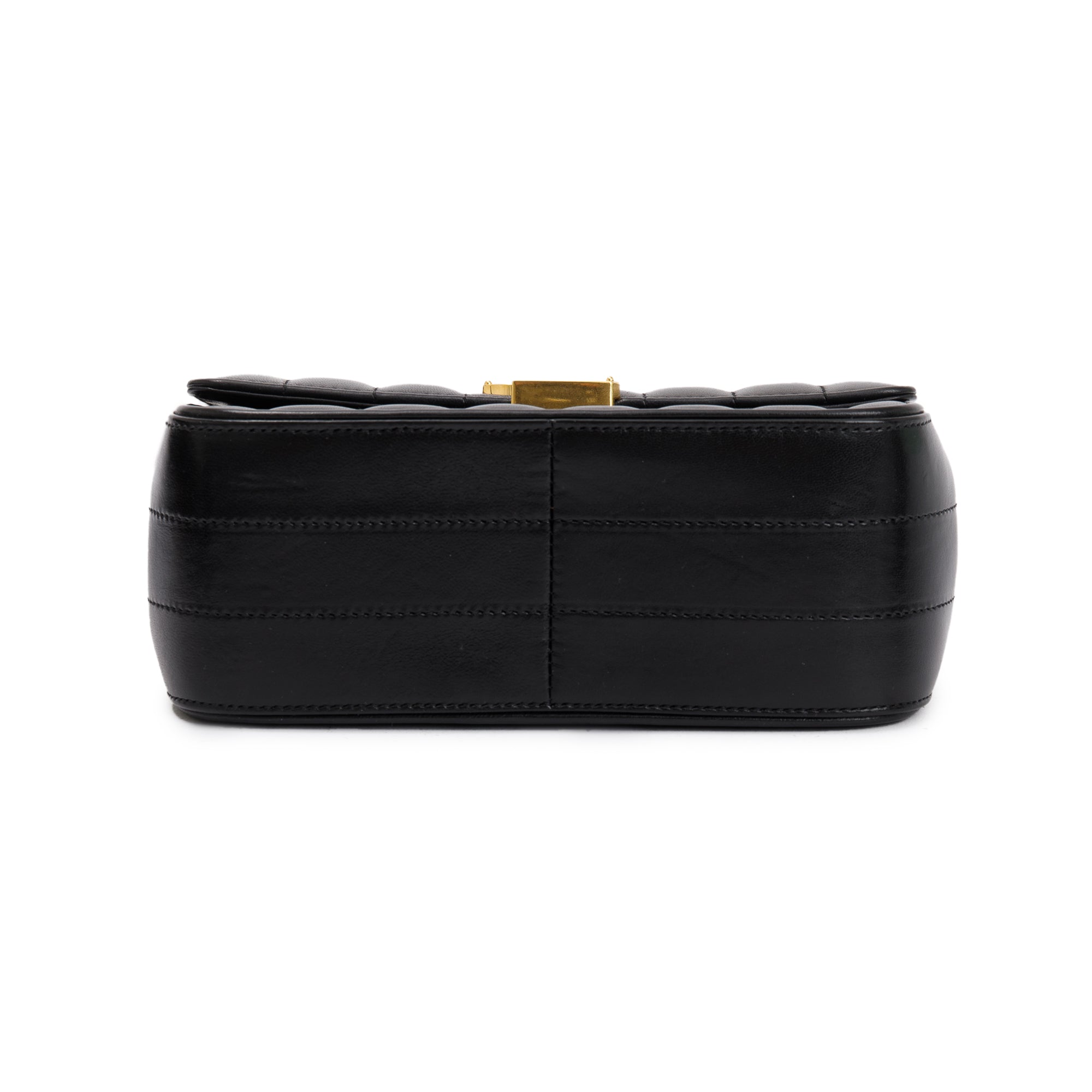 Saint Laurent Black Lambskin Matelasse Medium Monogram Vicky Chain Bag