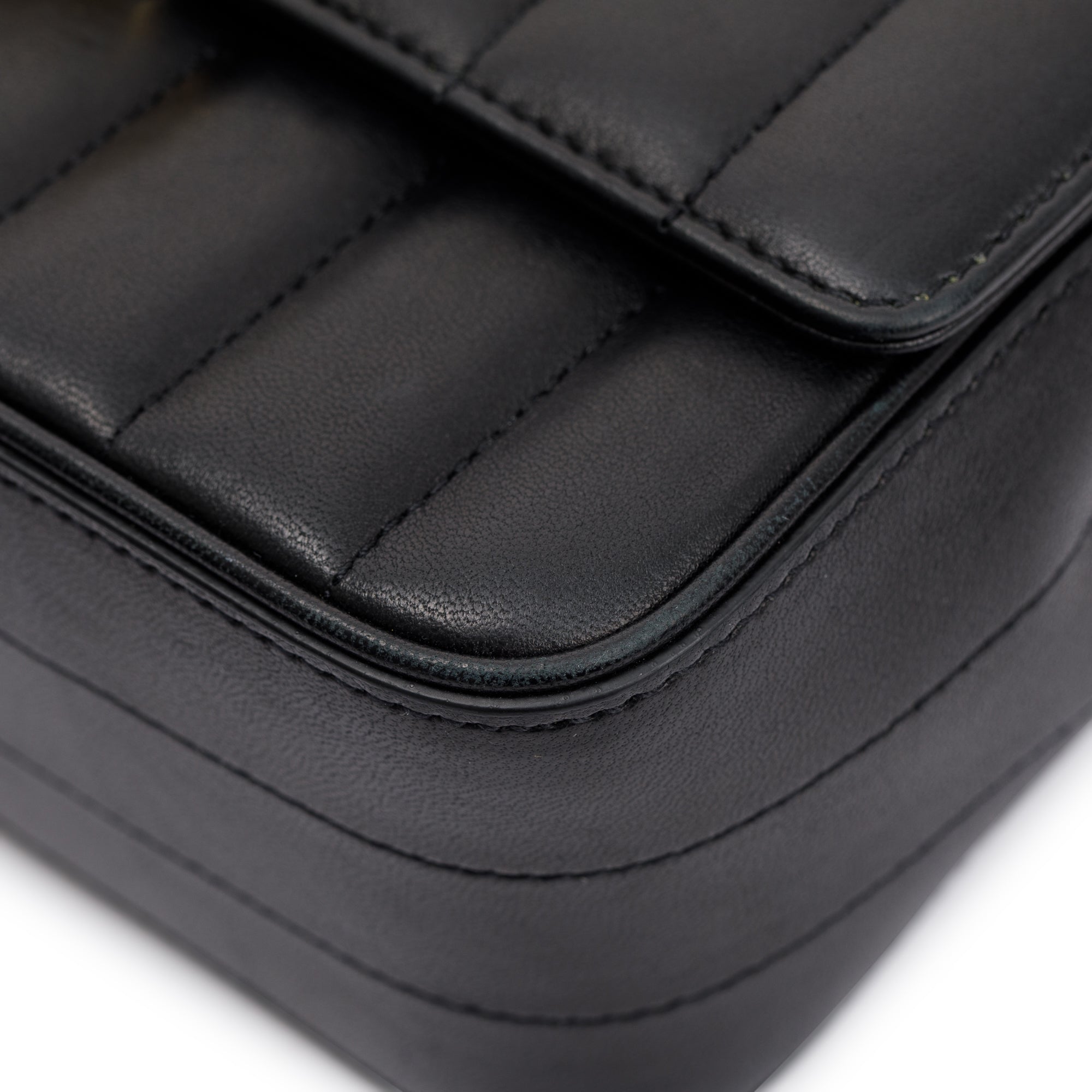 Saint Laurent Black Lambskin Matelasse Medium Monogram Vicky Chain Bag