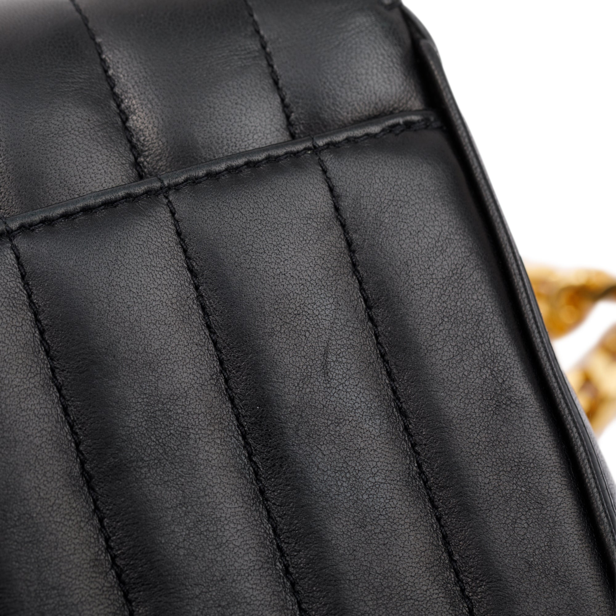 Saint Laurent Black Lambskin Matelasse Medium Monogram Vicky Chain Bag