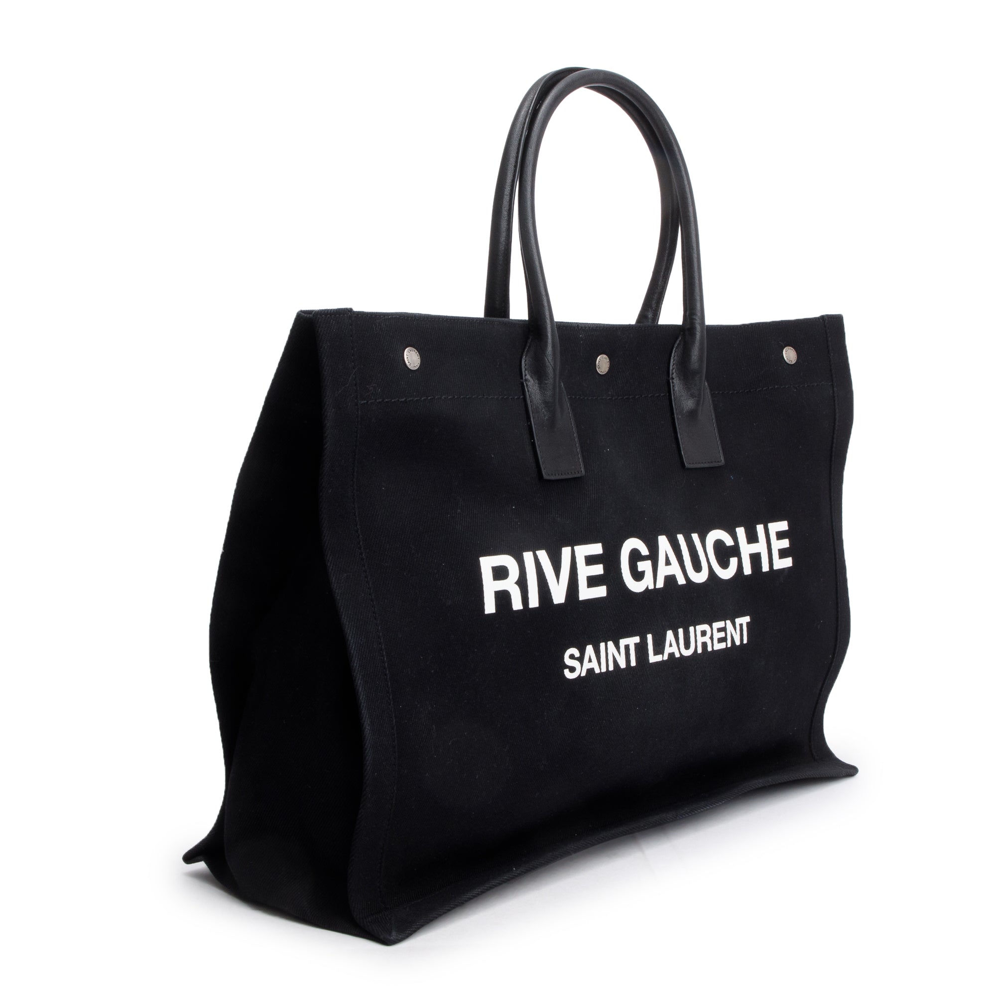 Saint Laurent Black Large Rive Gauche Canvas Tote