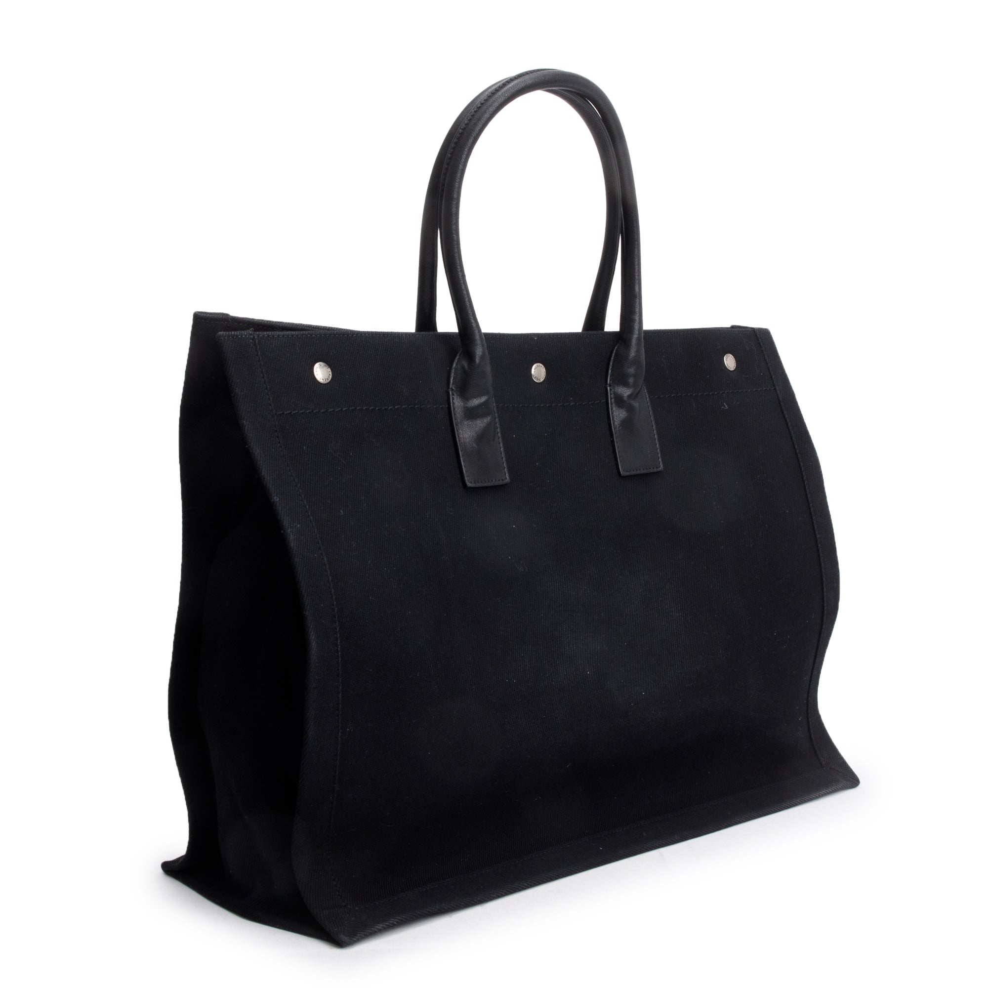 Saint Laurent Black Large Rive Gauche Canvas Tote