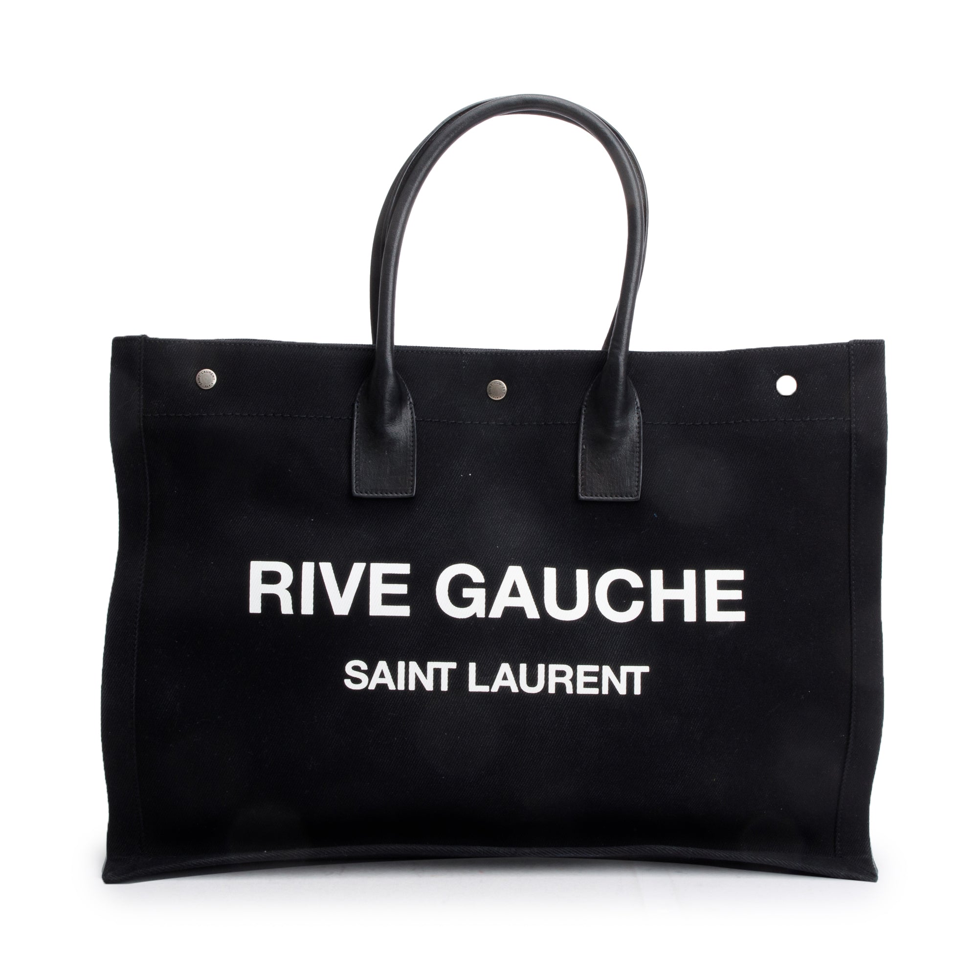 Saint Laurent Black Large Rive Gauche Canvas Tote