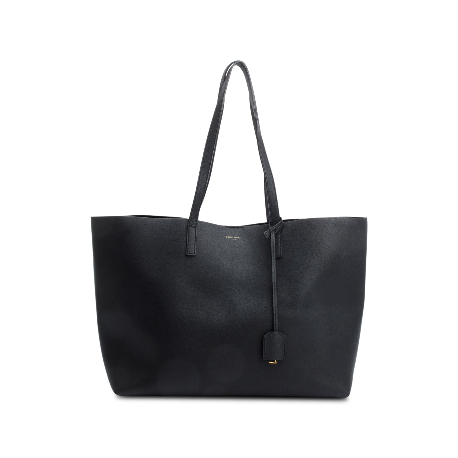 Saint Laurent Black Leather E/W Shopping Tote w/ Pouch