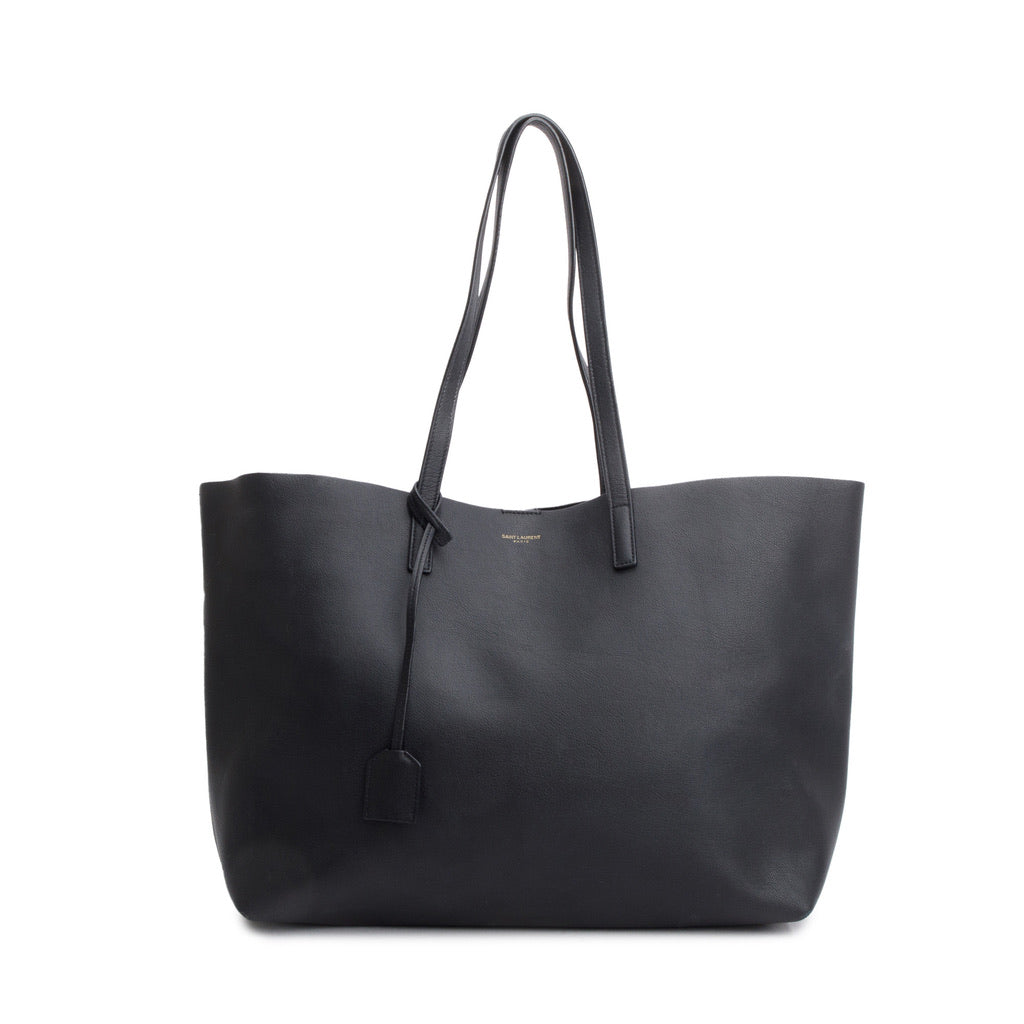 Saint Laurent Black Leather Large E/W Shopping Tote w/ Pouch