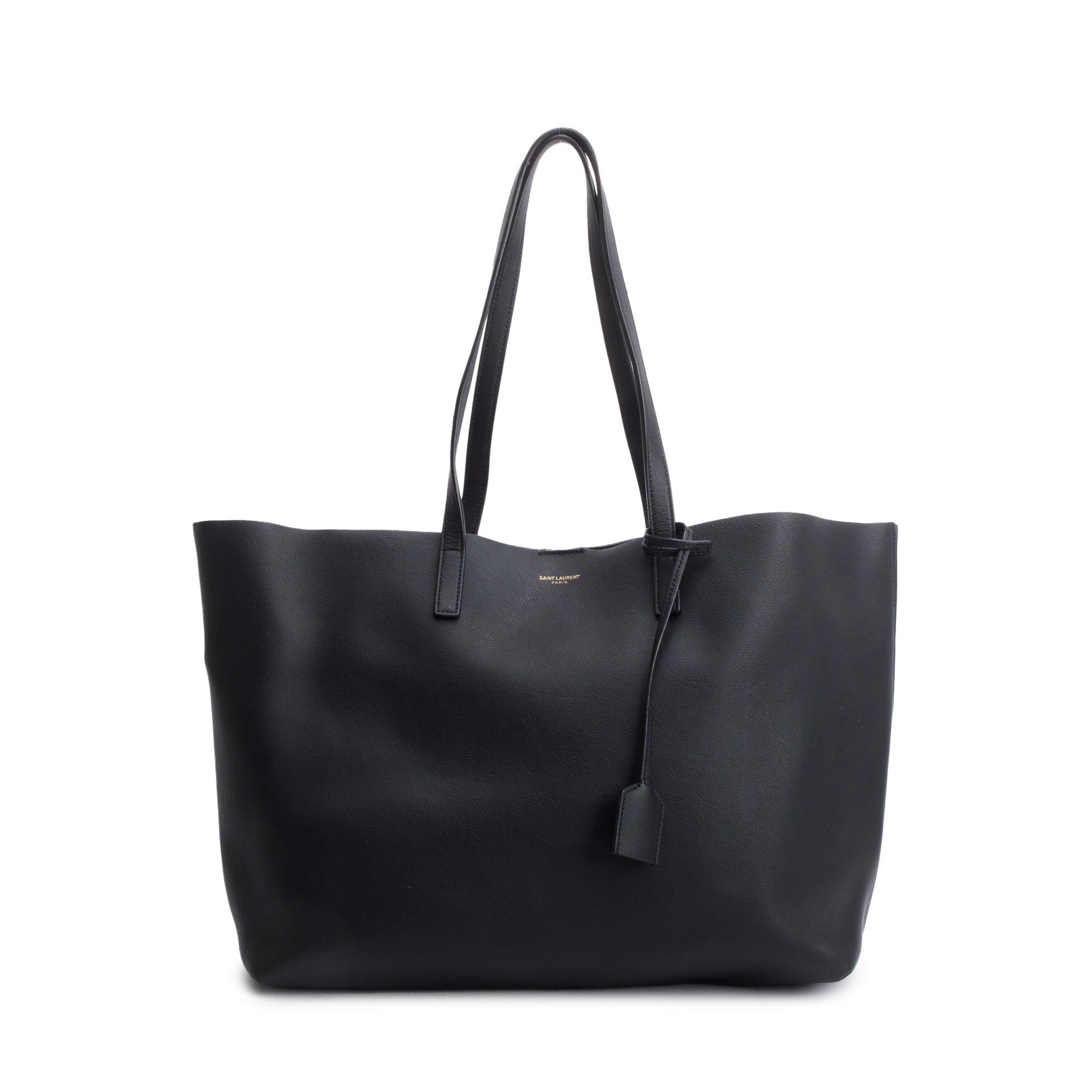 Saint Laurent Black Leather Large E/W Shopping Tote w/ Pouch