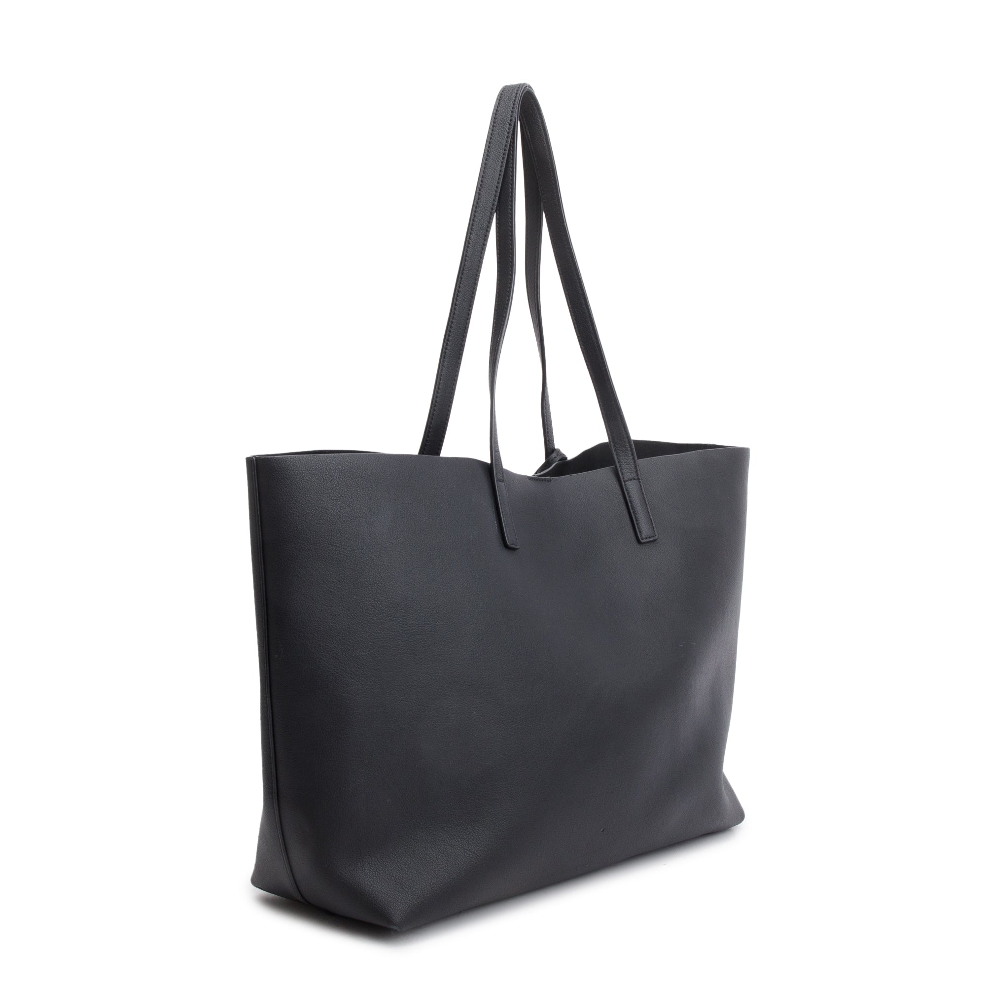 Saint Laurent Black Leather Large E/W Shopping Tote w/ Pouch