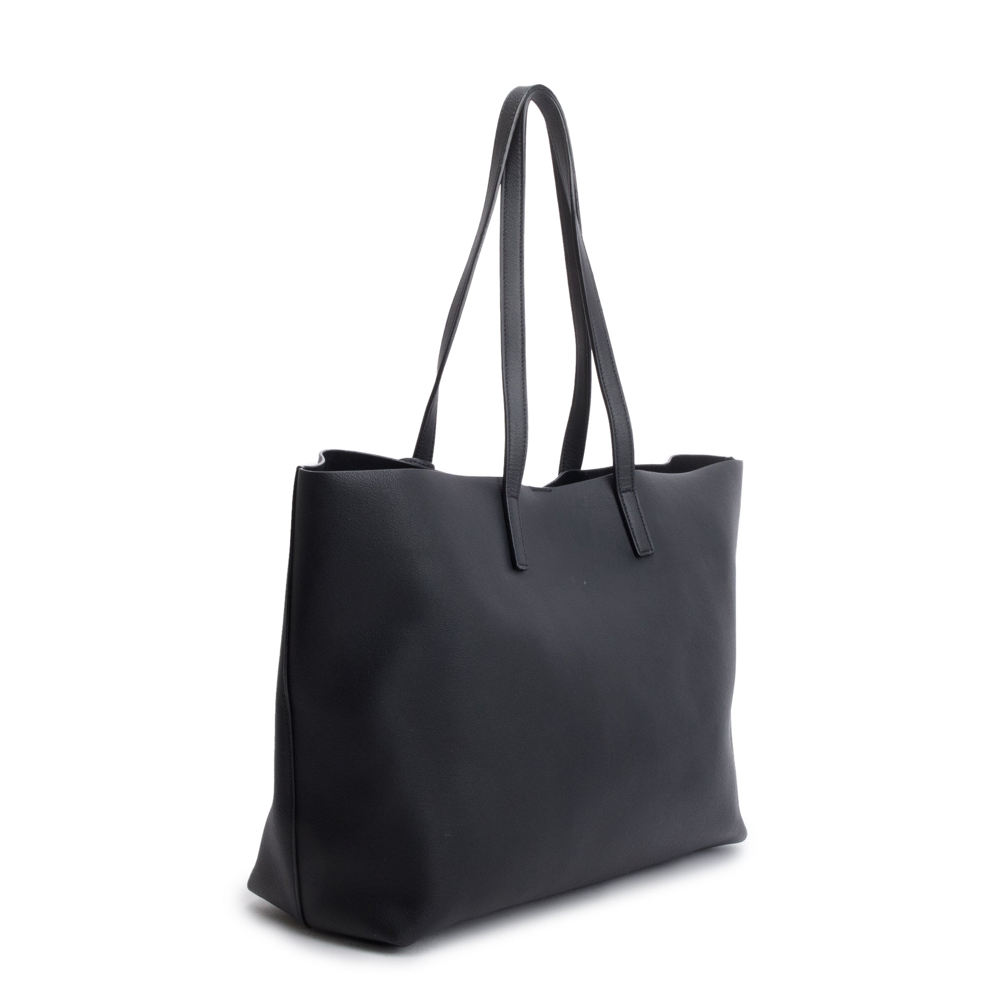 Saint Laurent Black Leather Large E/W Shopping Tote w/ Pouch