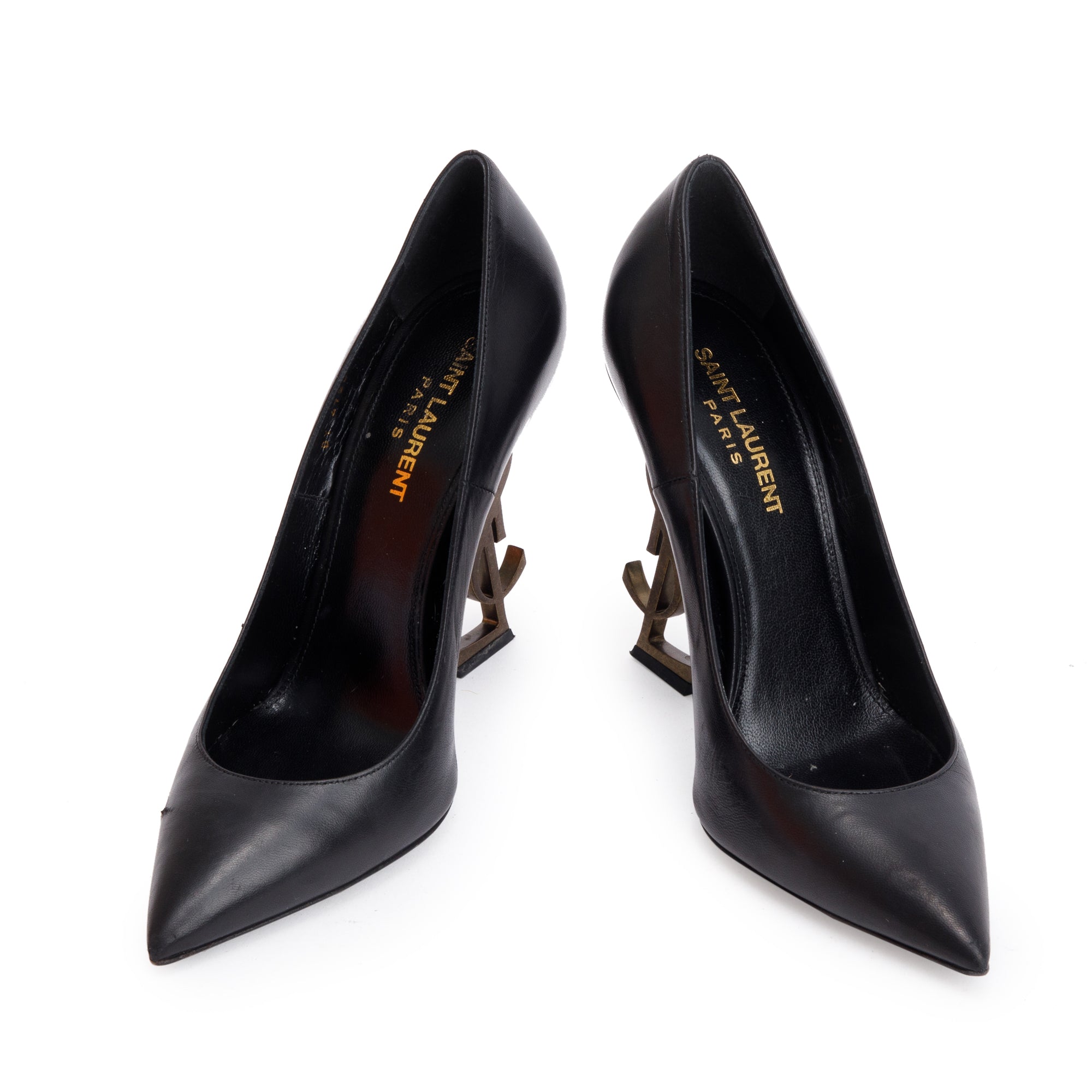 Saint Laurent Black Leather Opyum Pumps, Size 37 w/ Box