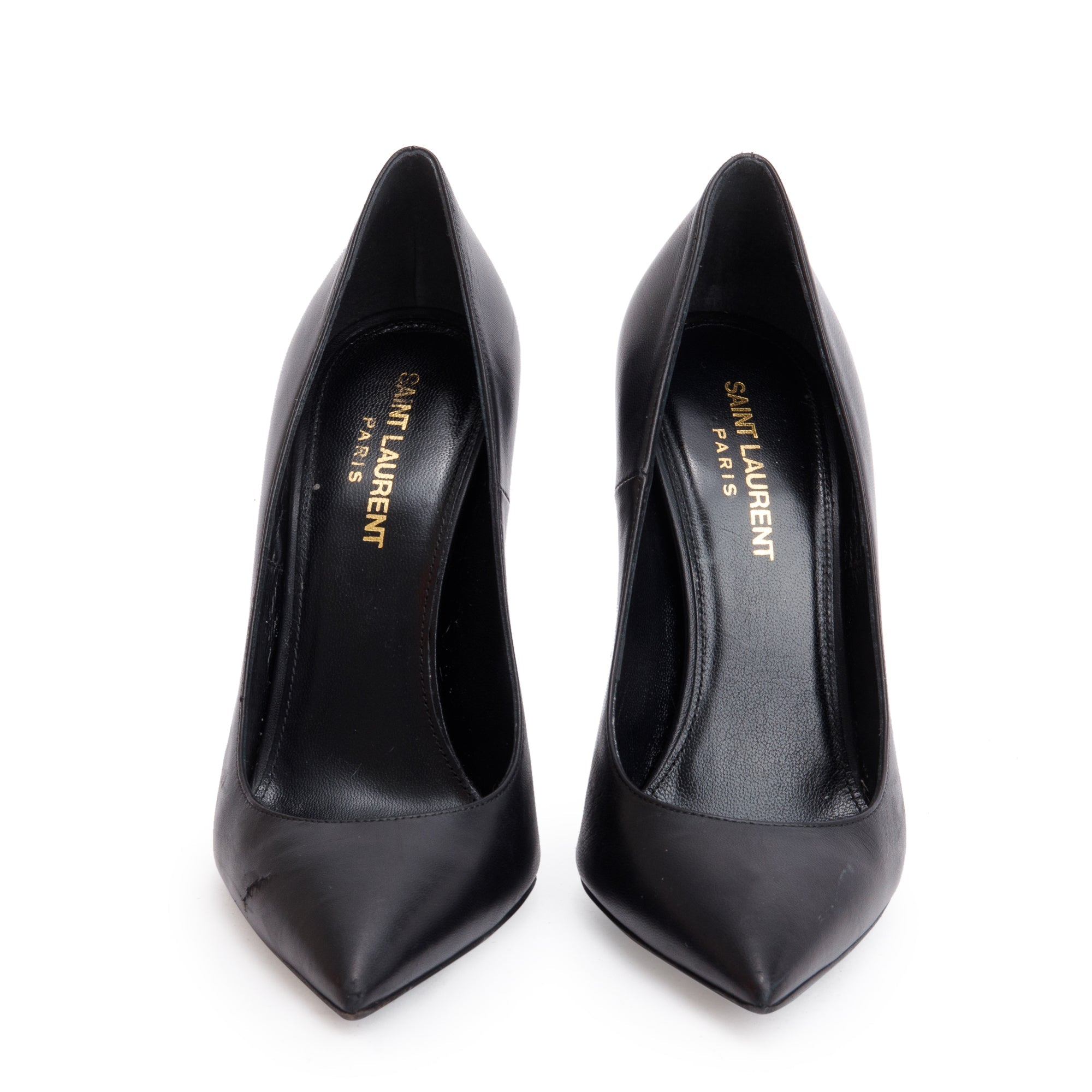 Saint Laurent Black Leather Opyum Pumps, Size 37 w/ Box