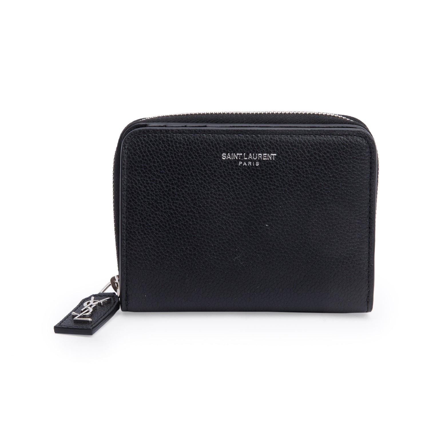 Saint Laurent Black Leather Rive Gauche Compact Wallet w/ Box