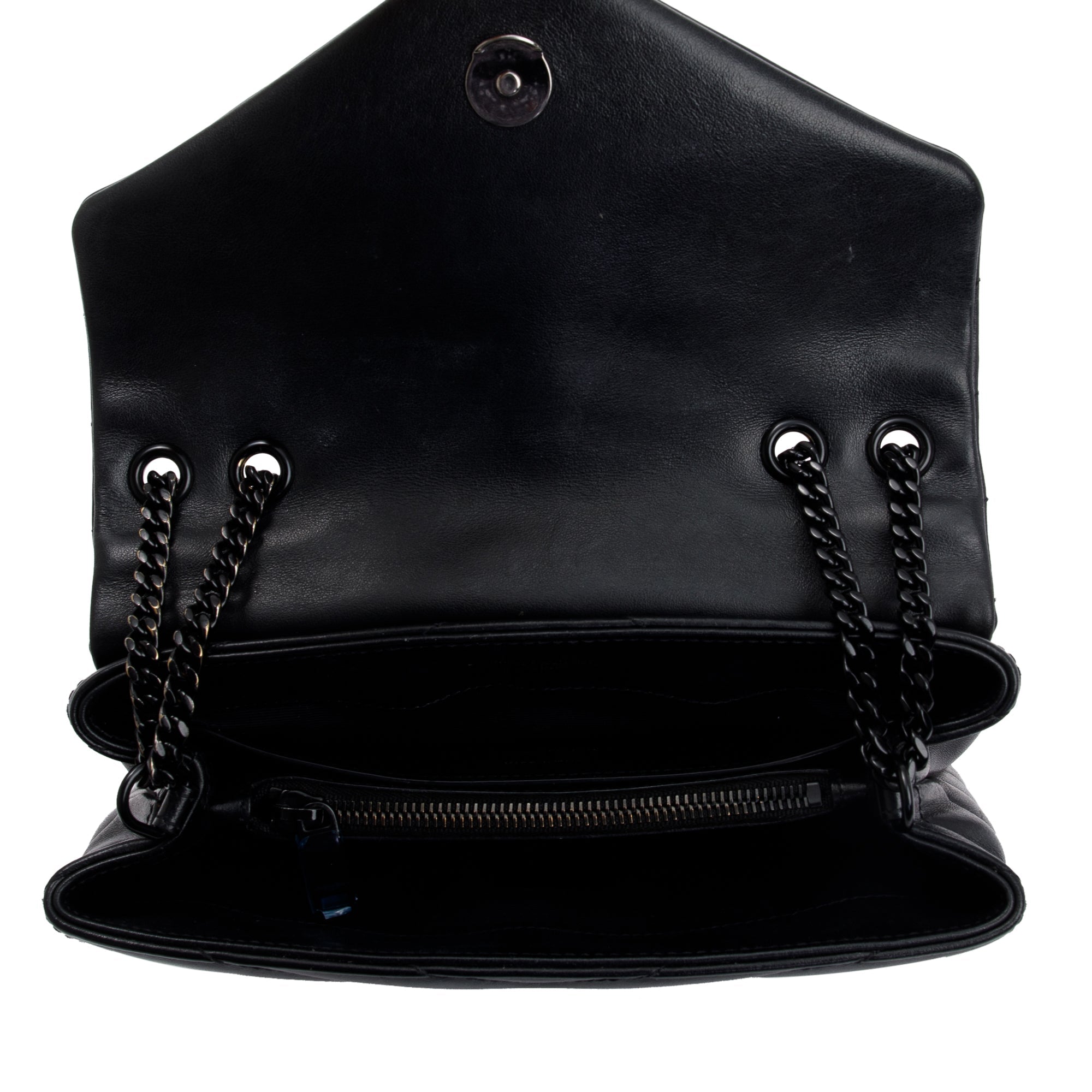 Saint Laurent Black Leather Small Loulou Chain Shoulder Bag